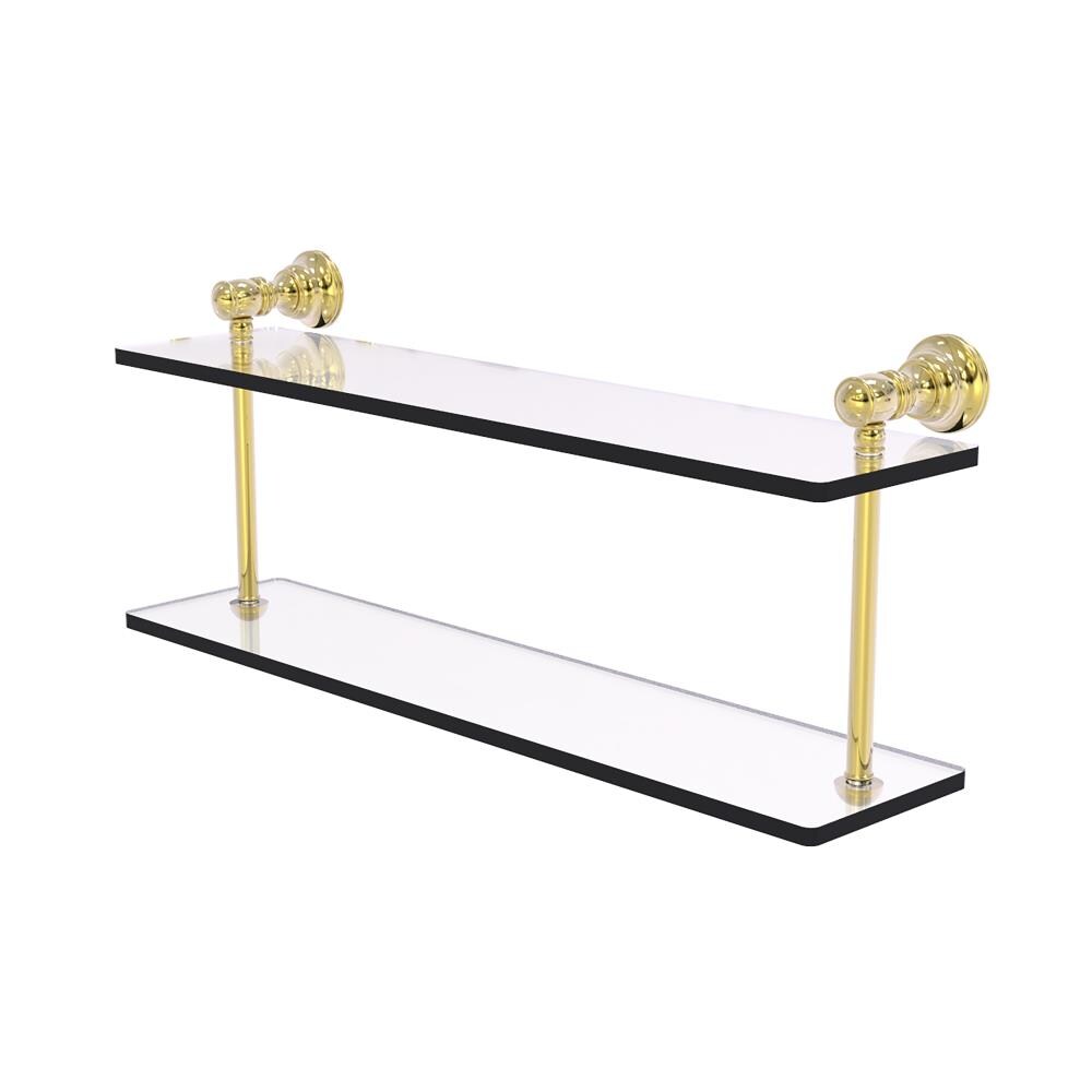 Allied Brass CL-2-22-UNL Carolina Unlacquered Brass 2 -Tier Wall mount Bathroom Shelf ( 22-in x 9.2-in x 5-in )