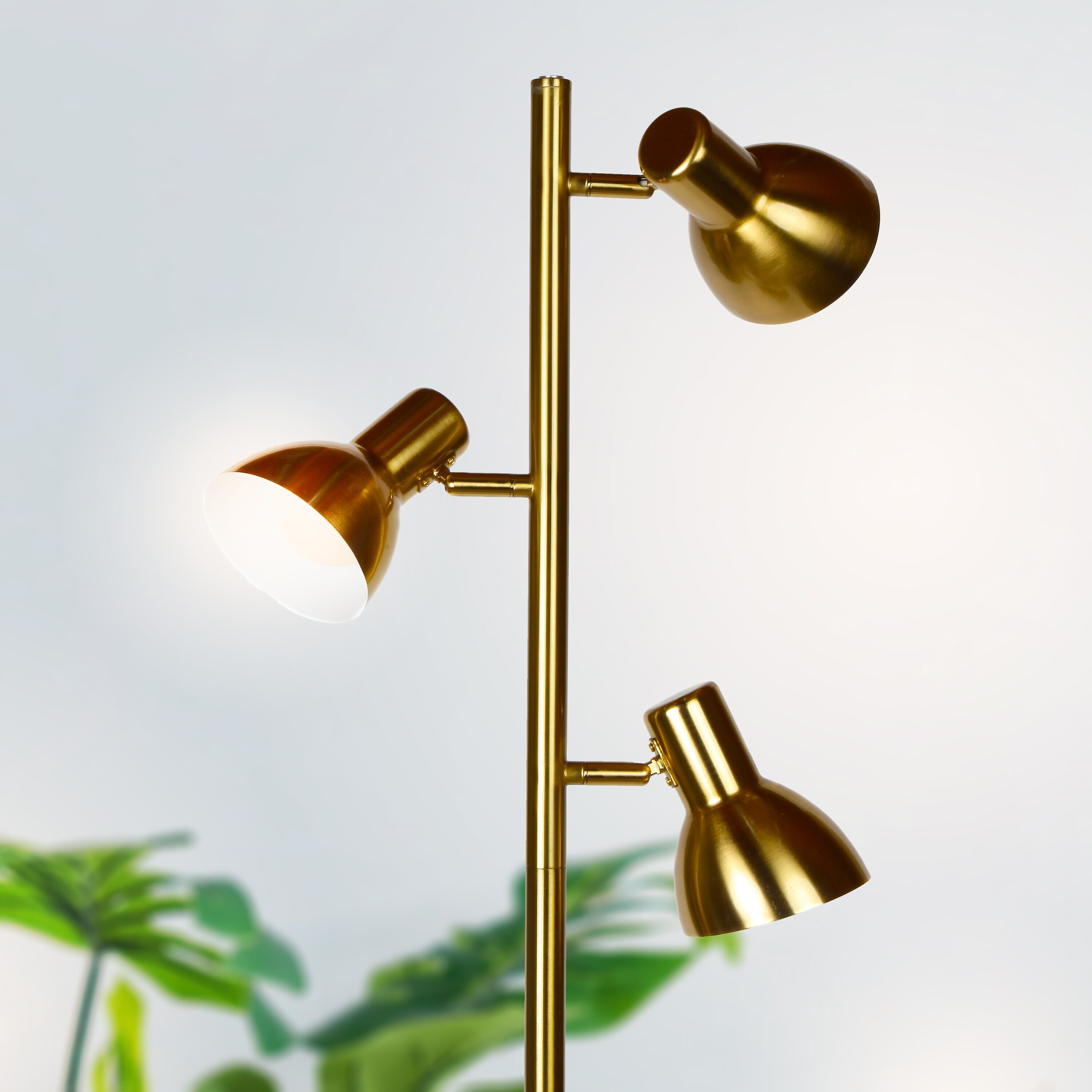 Ethan Brass LED Adjustable 3-Light Tripod Floor Lamp with Dimming
