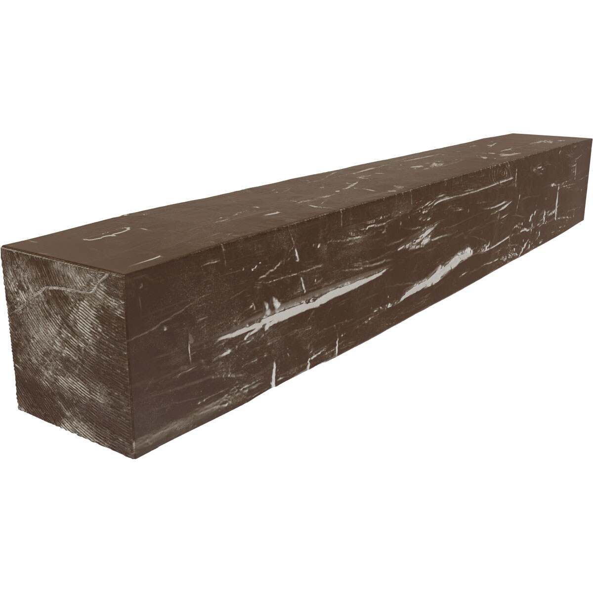 Ekena Millwork MANUHH06X08X72VM 72-in W x 6-in H x 8-in D Vintage Mahogany Hollow Urethane Rustic Fireplace Mantel