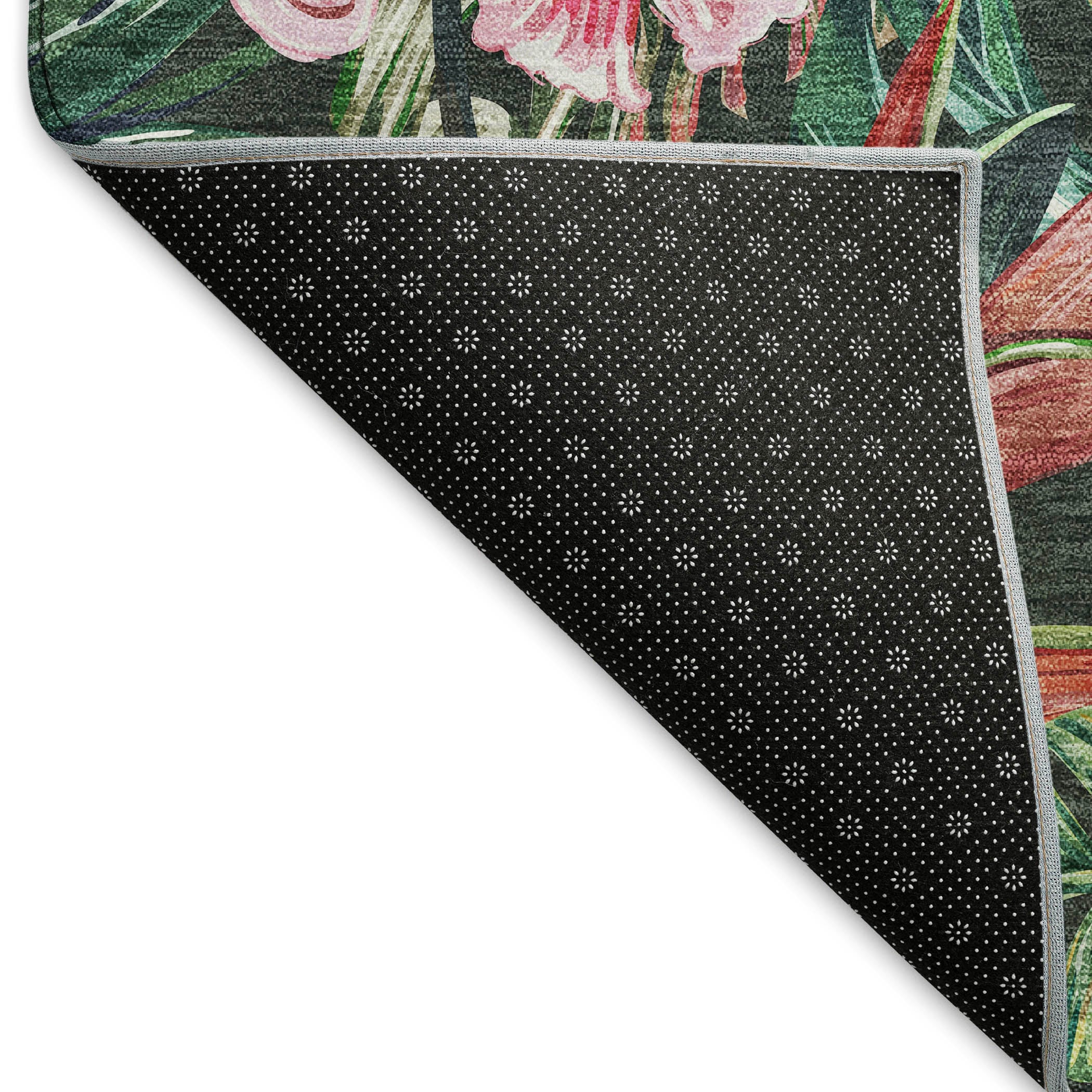 8' x 10' Red Synthetic Floral Washable Rug