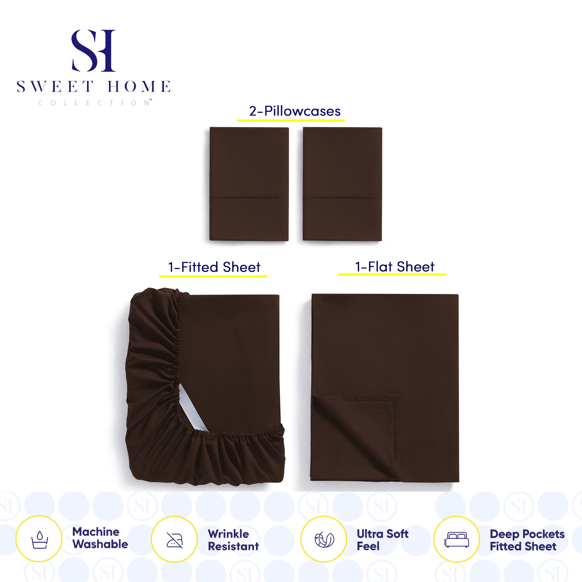 Sweet Home Collection LOW-4P-SH-XL-CHO Sheet-Sets - View #3