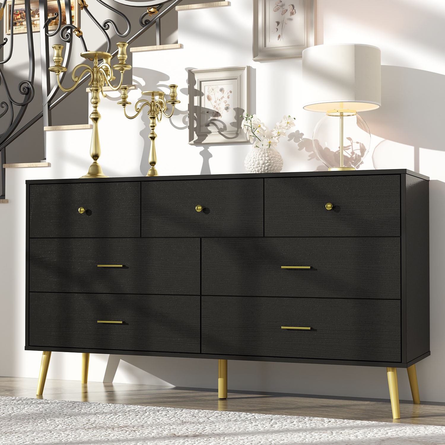 FUFU&GAGA LJY-YC0016-02 Black 7 -Drawer Standard dresser