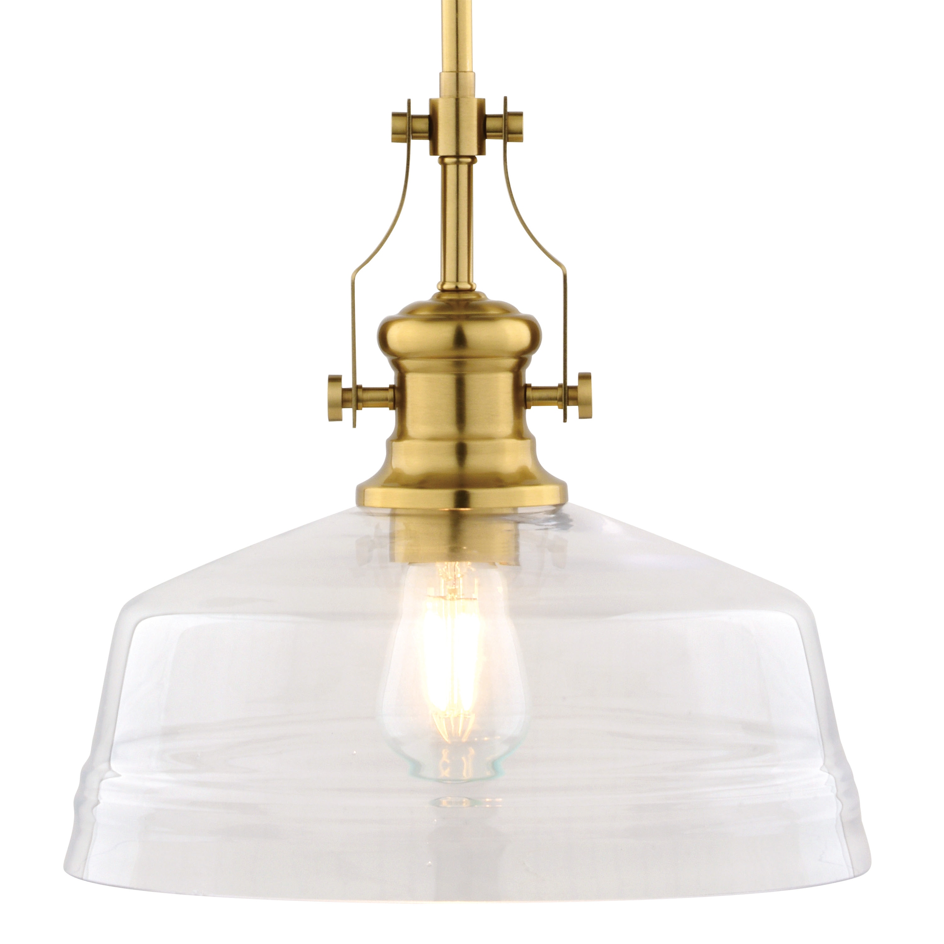 Beloit Brushed Gold Farmhouse Pendant Light with Clear Glass Shade