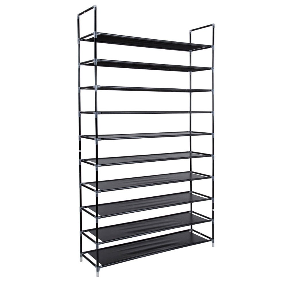 Winado 68.25-in H 10 Tier 40 Pair Black Metal Shoe Rack