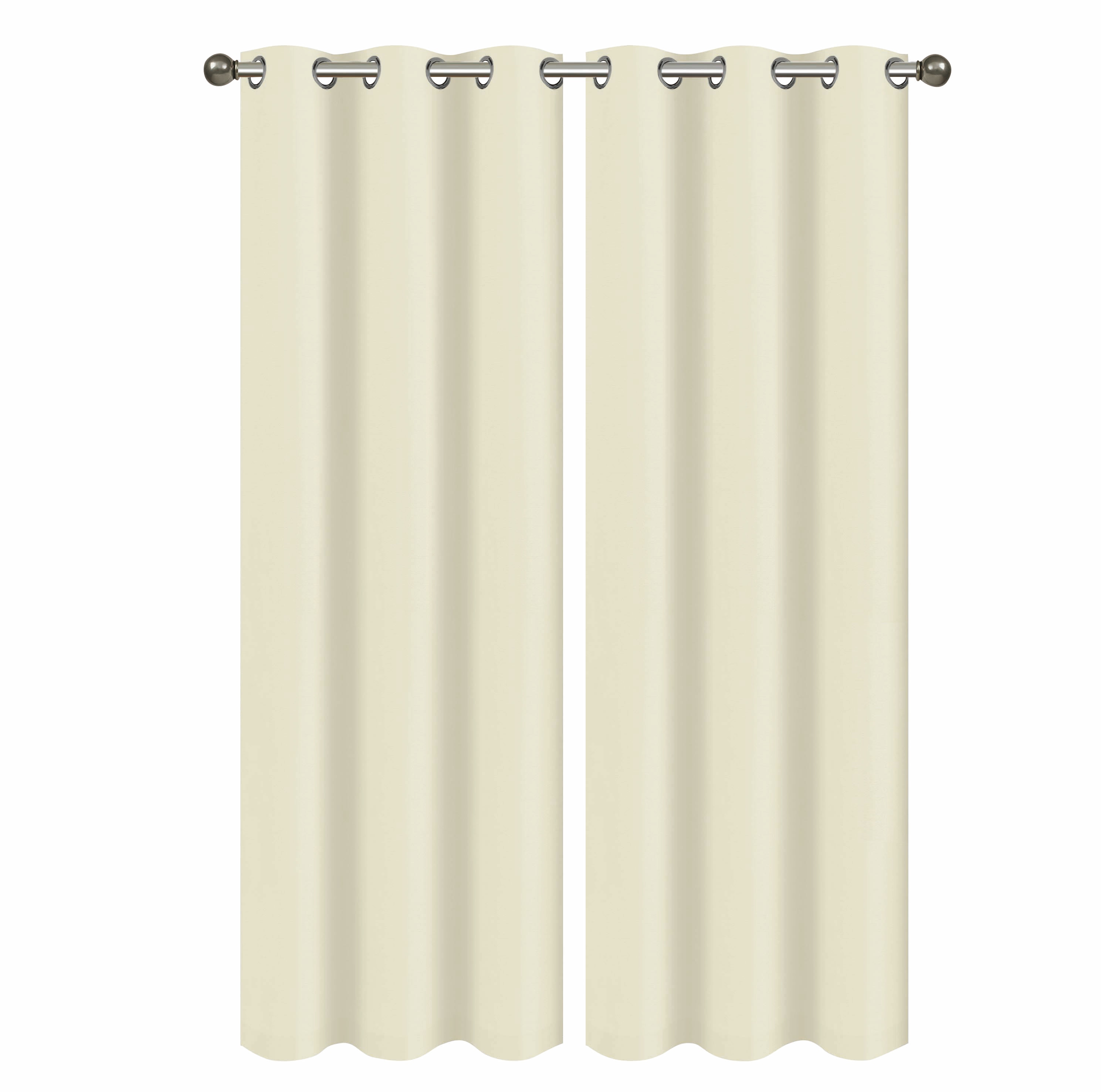 J&V TEXTILES MADONNA 84 IVORY 84-Inches Outdoor Ivory Blackout Standard lined Grommet Curtain panel pair