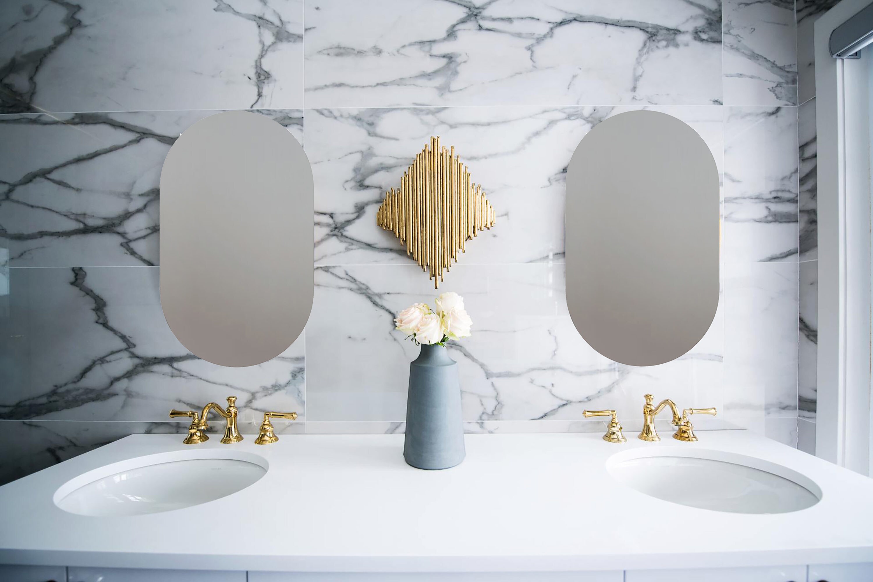 Khloe Frameless Rectangular Vanity Mirror with Beveled Edges