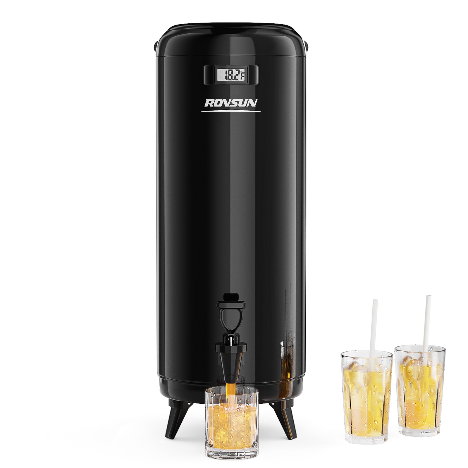 ROVSUN 4.8 Gallon Insulated Beverage Dispenser with Spigot and Visual Thermometer for Coffee Jucie and Tea in Camping Black