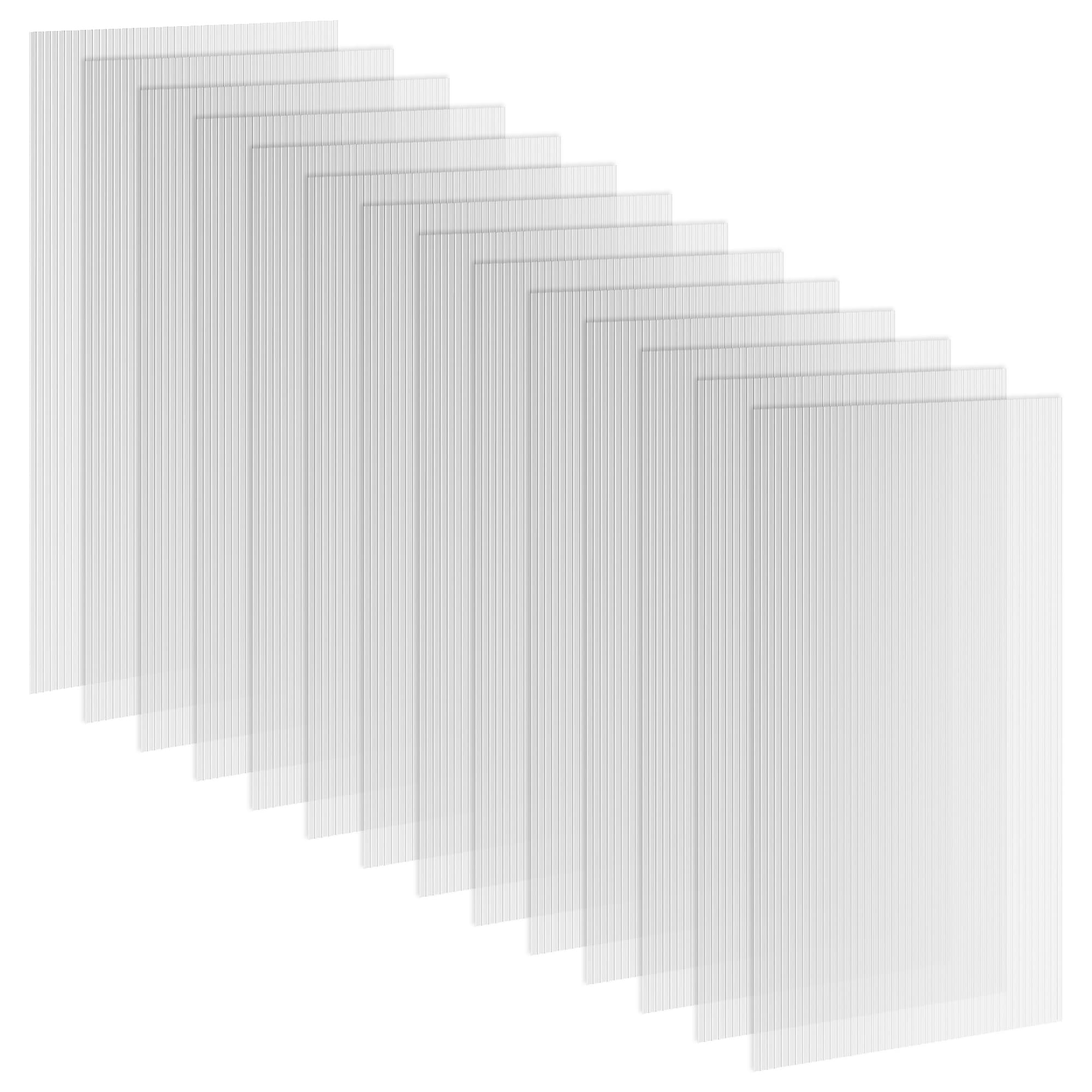 Tinyhomie 14 Pieces Twin-Wall Polycarbonate Panels Waterproof UV Protected Polycarbonate Greenhouse Panels 4ft x 2ft x 0.16inch Clear