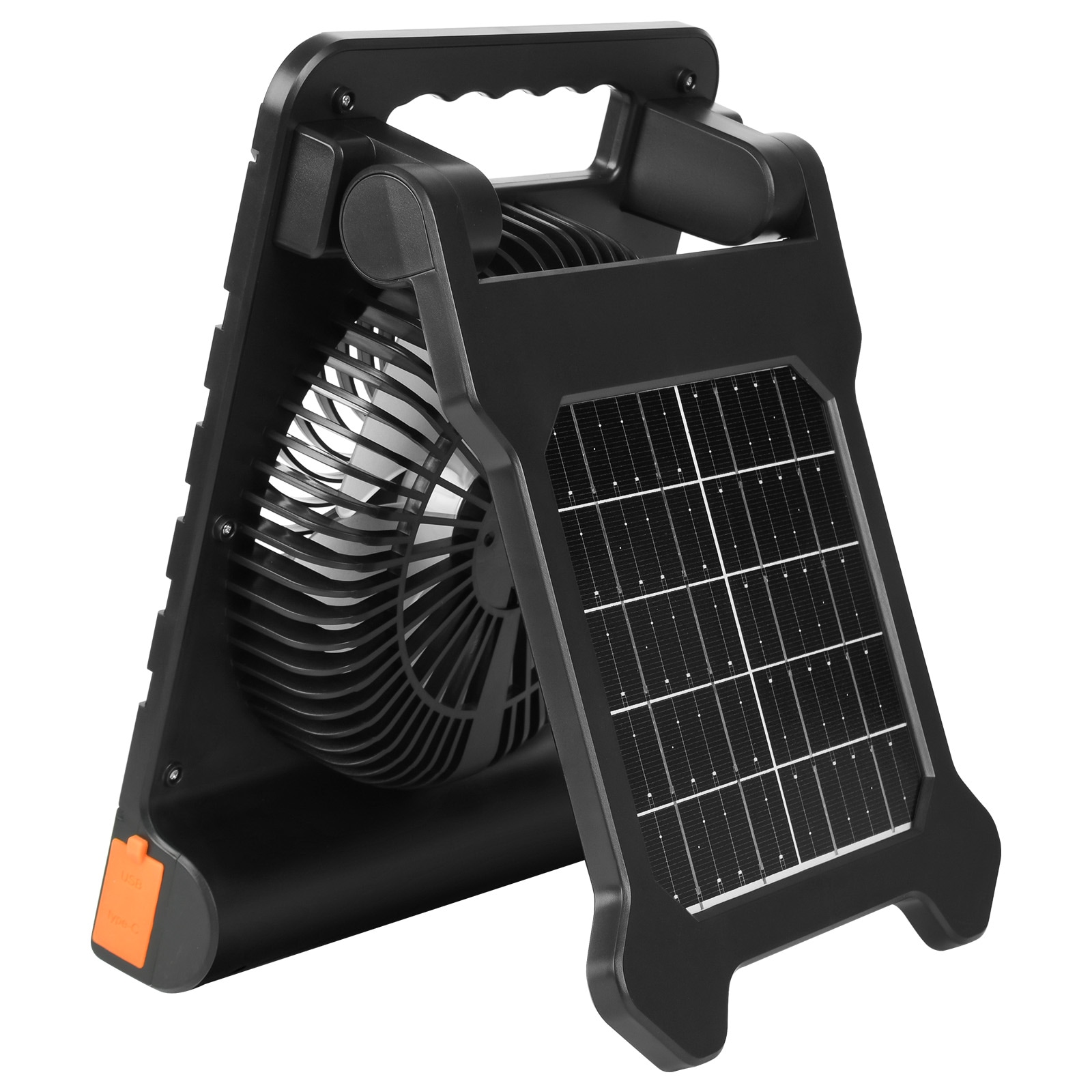 GIVIMO 10000-mAh Rechargeable Solar Fan with LED Lantern 7-in Portable Cordless Fan with 4W Foldable Solar Panel 4-Speed Timer Quiet USB Battery for Camping Tent Worksite #LW108GIVSS3797