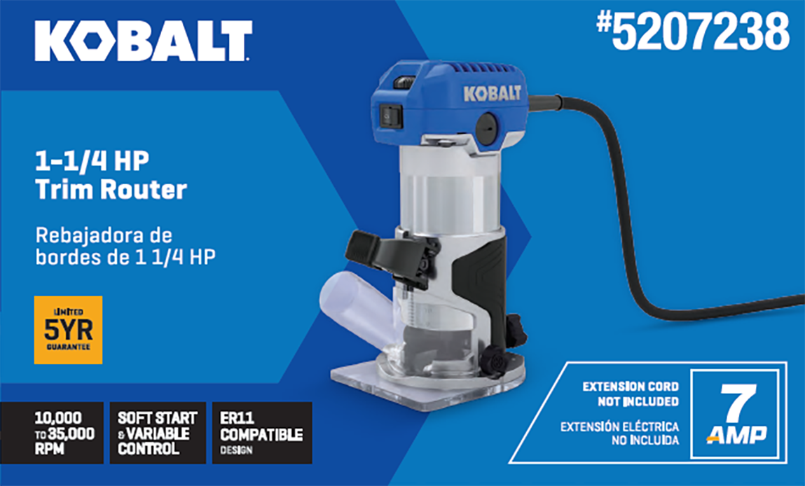 Kobalt 1/4in 7Amp 1.25HP Variable Speed Trim Corded Router in the