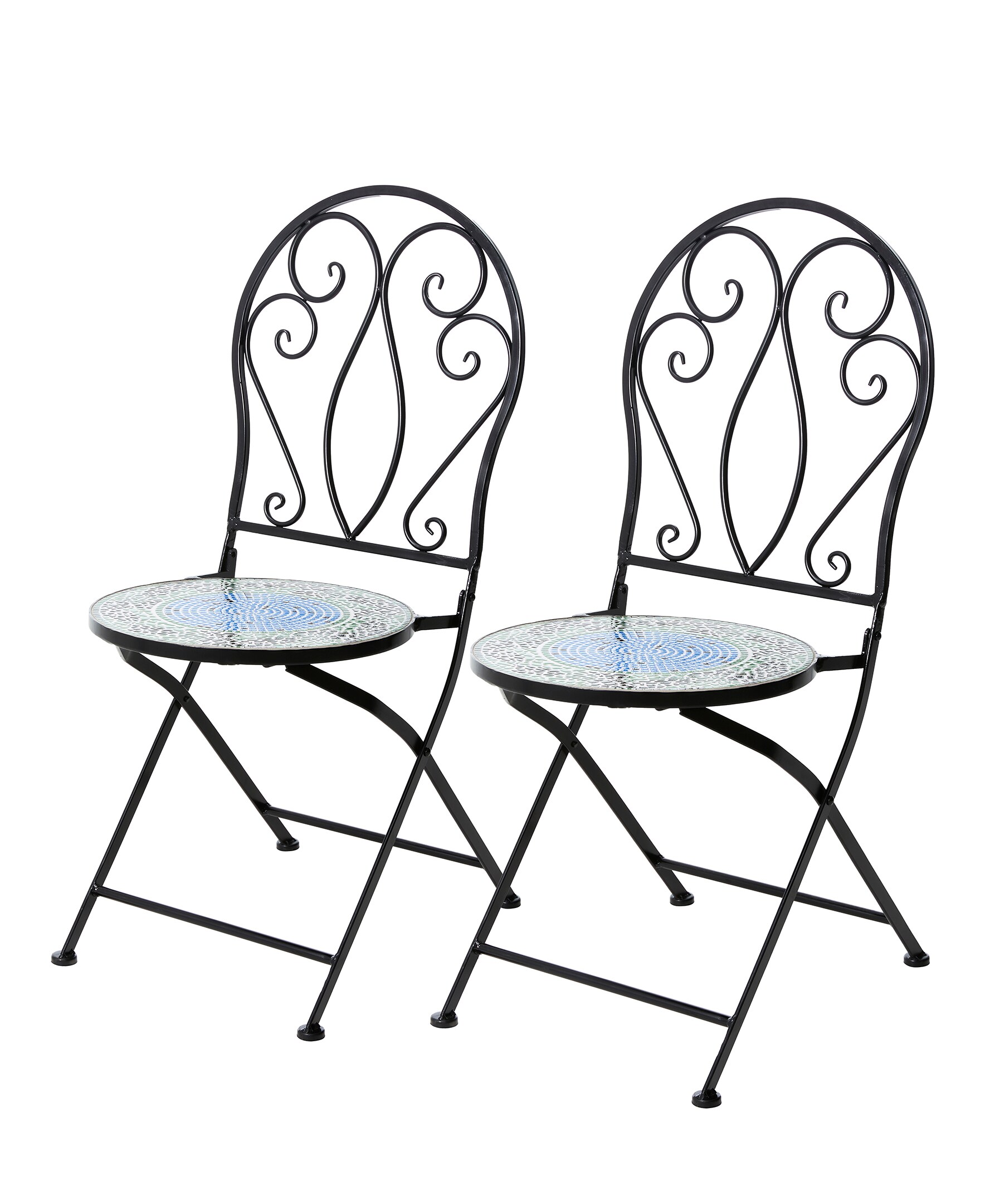Glitzhome 2024400009 Set of 2 Black Metal Frame Stationary Dining Chair with Solid Seat