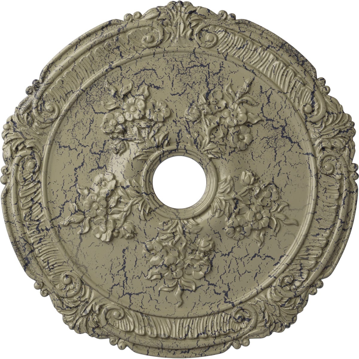 Ekena Millwork CM26ATCSC Attica with Rose 26-in W x 26-in L Painted Castle Stone Crackle Polyurethane Whole Ceiling Medallion