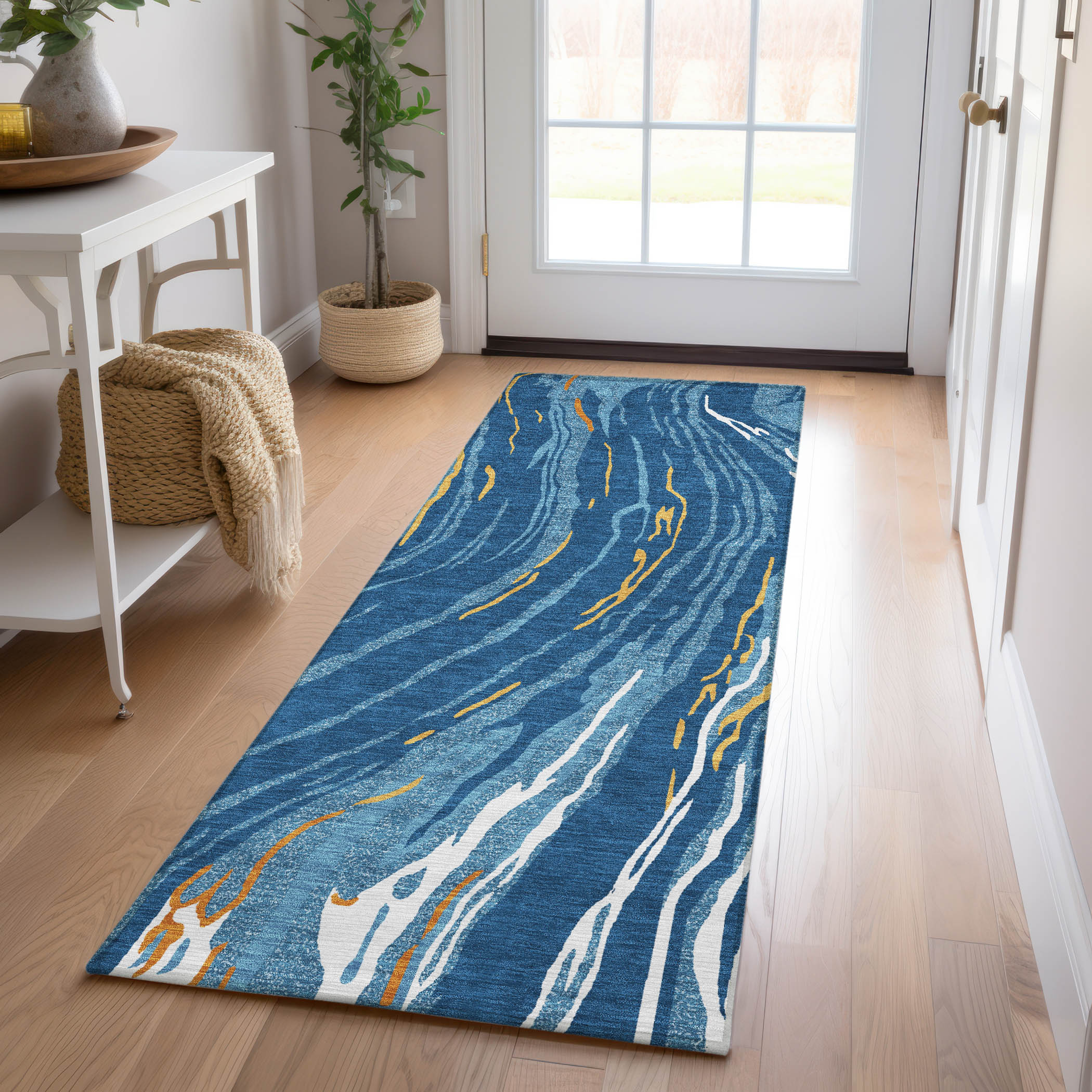 Addison Rugs ACN1037NA2X8 Chantille ACN1037NA 2 x 7 (ft) Polyester Navy Rectangular Indoor/Outdoor Geometric Machine washable Runner rug