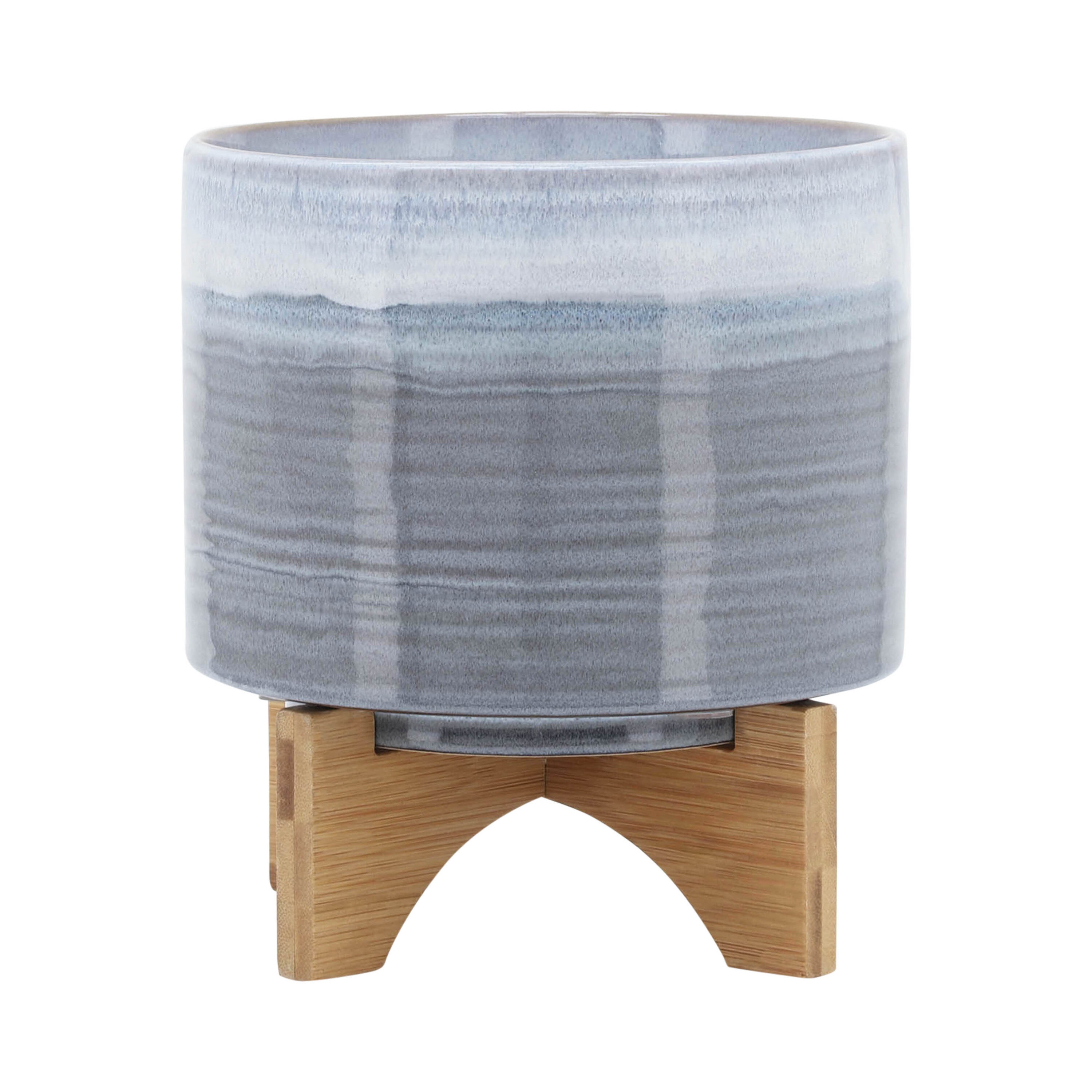 Siavonce XH06800 8.0-in W Small Blue Ceramic Indoor/Outdoor Planter