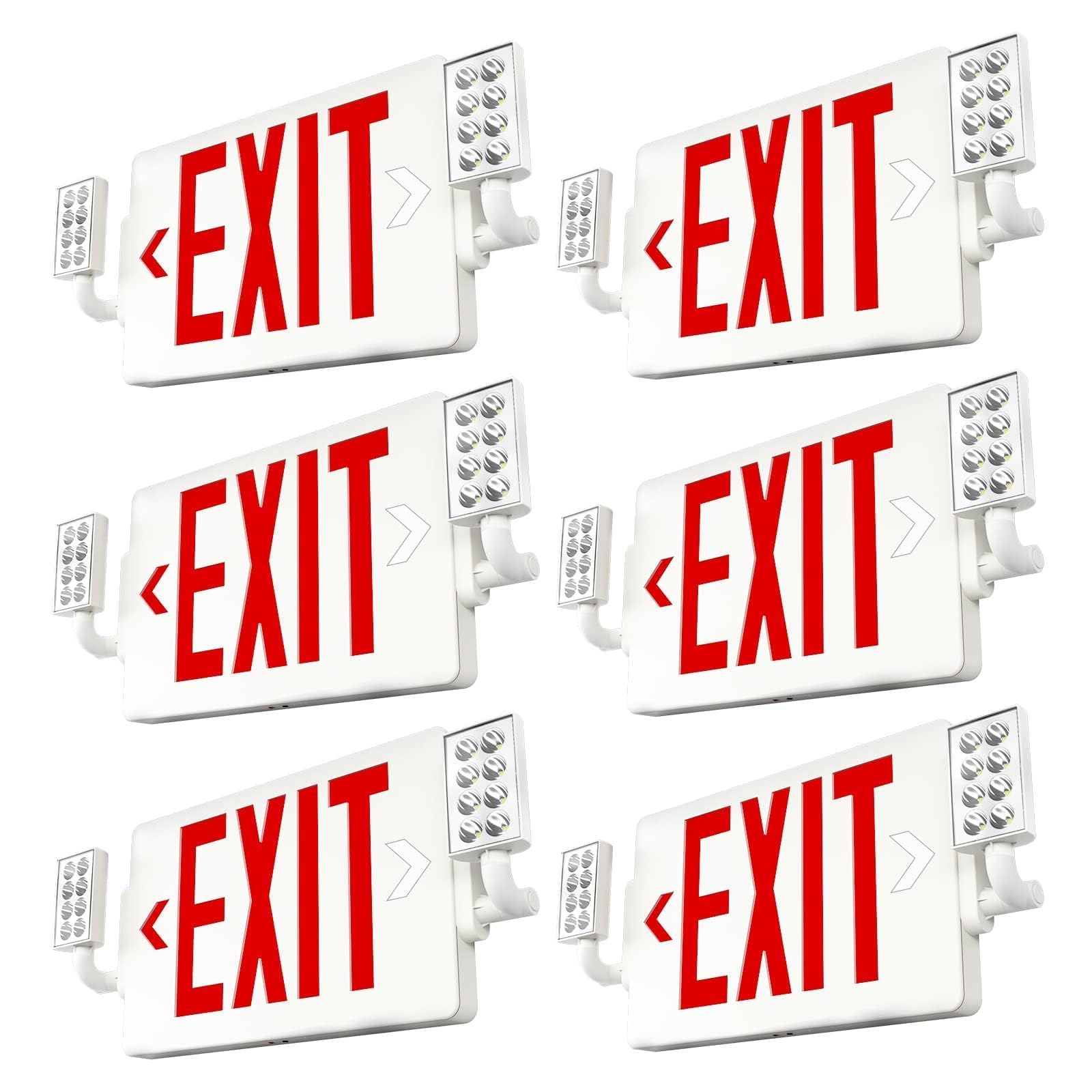 Oyezvary  6 Pack LED Double Sided Exit Sign Emergency Light Adjustable Hardwired UL Certified 100FT Visibility 120 277V for Commercial Use