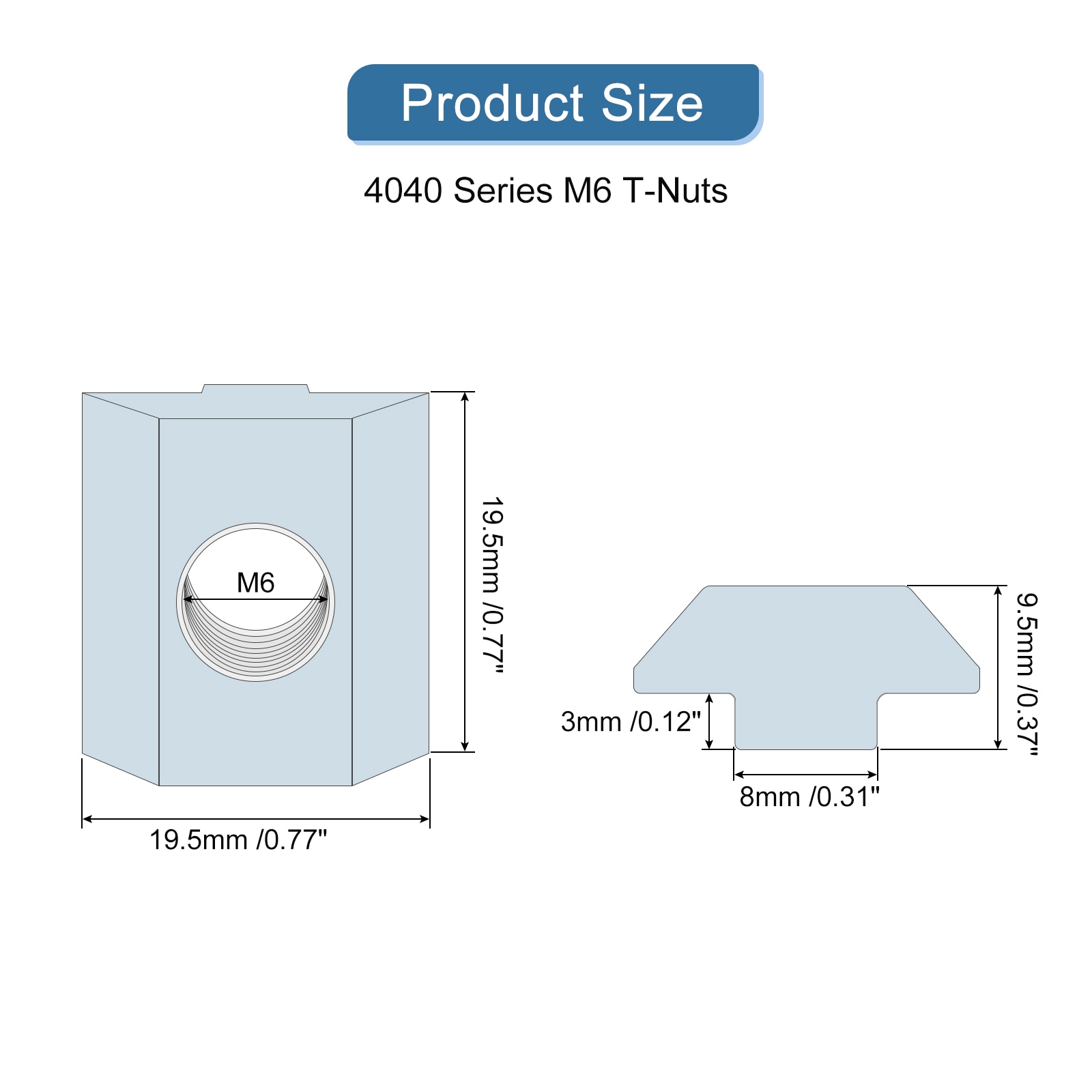 Unique Bargains S25072801UX1222 Metric-Tee-Nuts - Thumbnail View #2