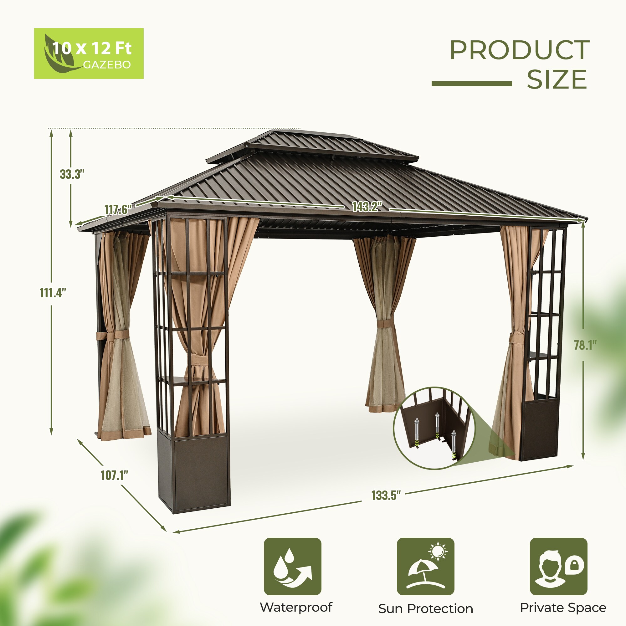 EL-ZPPFST-1012-Z-WL3 Wood-Resin-Gazebos - View #2