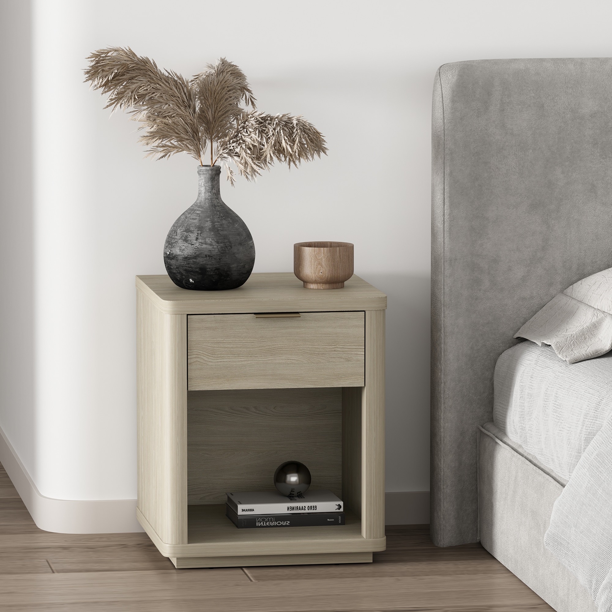 Manhattan Comfort NS011-NA Evelyn Natural Nightstand