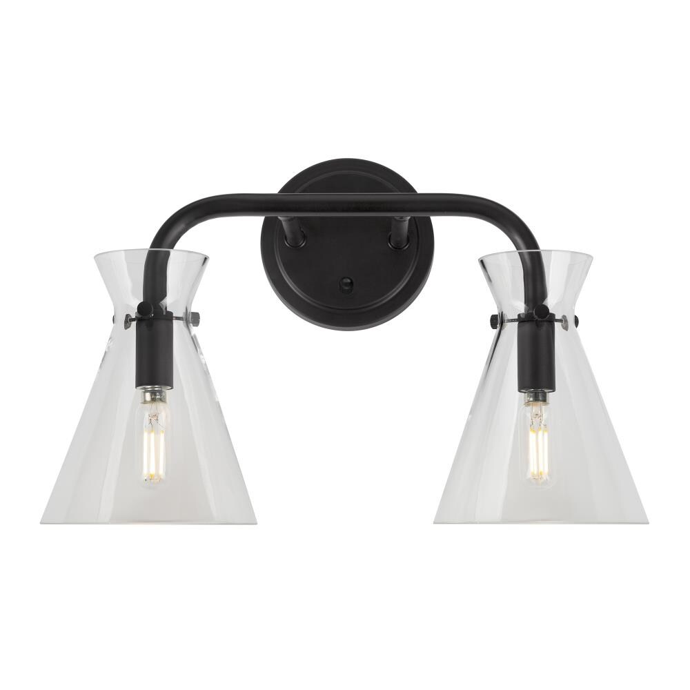 Forte Lighting 5733-02-04 Beaker 15.5-in 2 -Light Matte Black Modern/contemporary Vanity light