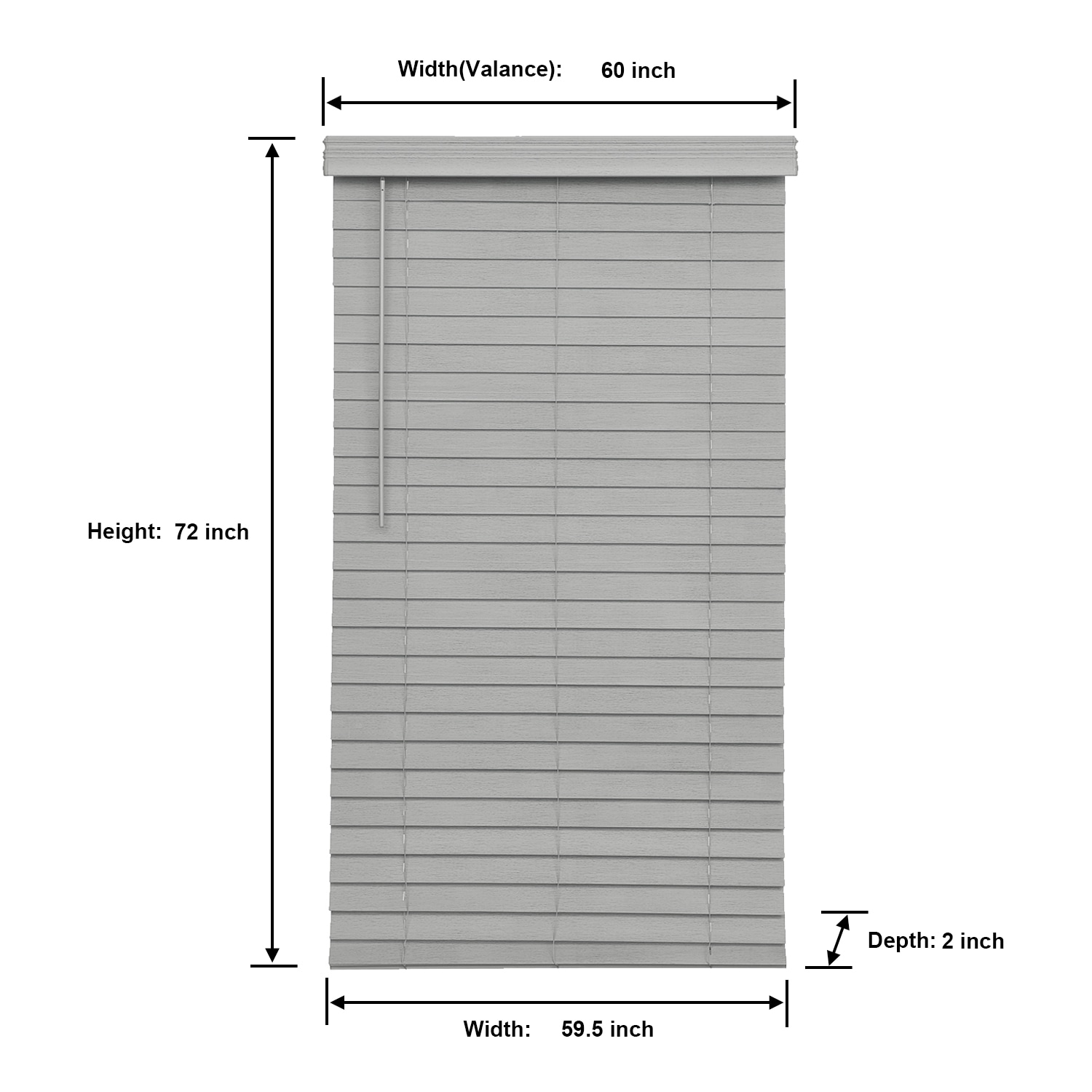 allen + roth 2.5-in Slat Width 59.5-in x 72-in Cordless Gray Faux Wood ...