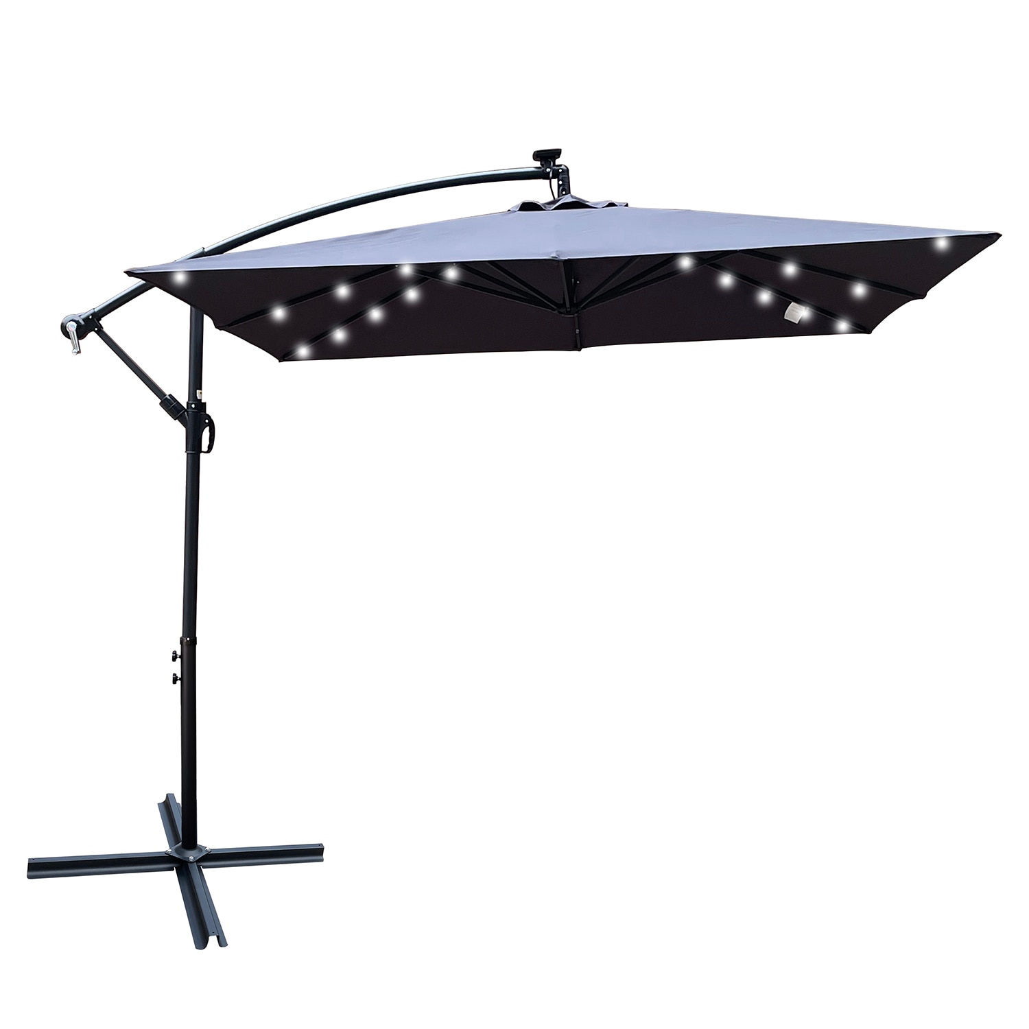 SINOFURN SYA810001TN 8.2-ft Steel Cantilever Patio Umbrella with Lights
