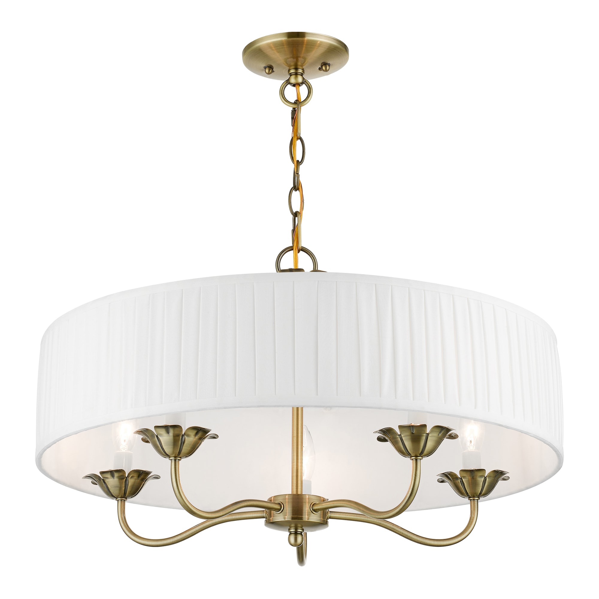 Edinburgh Antique Brass Mini Drum 5-Light Chandelier