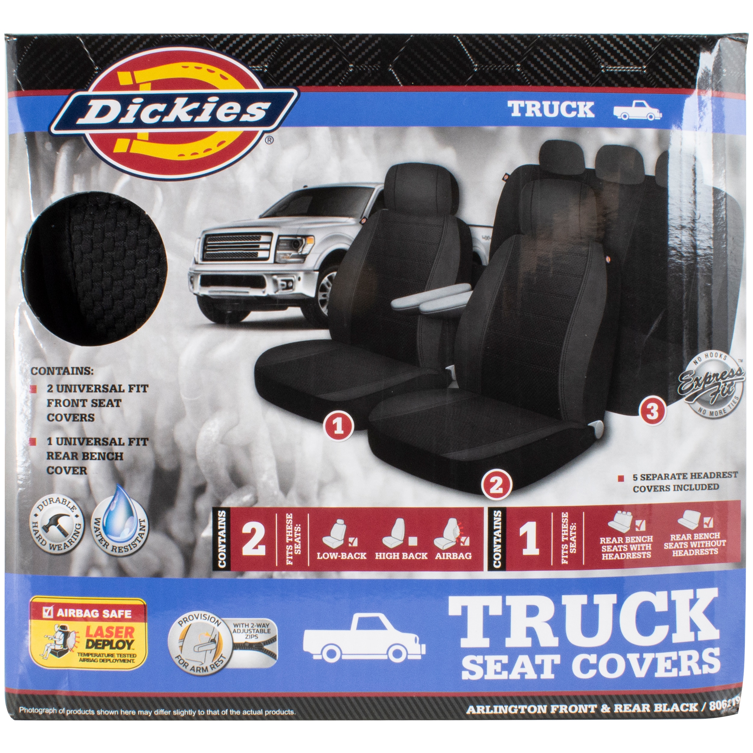 Custom Accessories Dickie LB Arlington 3PC Black Truck Seat Cover