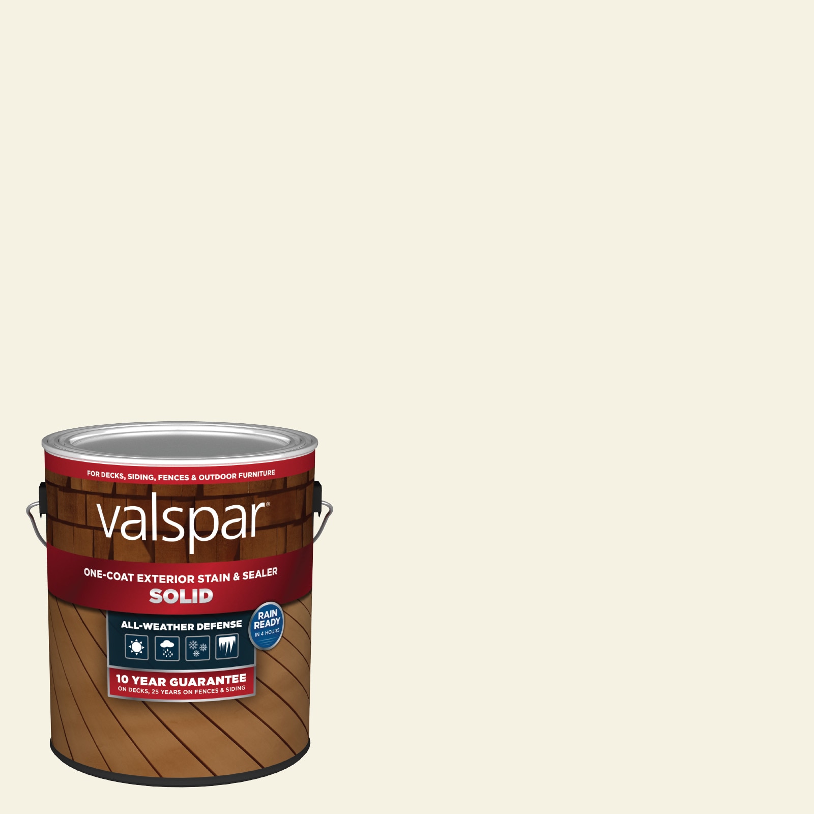 All-weather White Solid Exterior Wood Stain and Sealer (1-Gallon) | - Valspar ALL-WTHR WHT-1028089