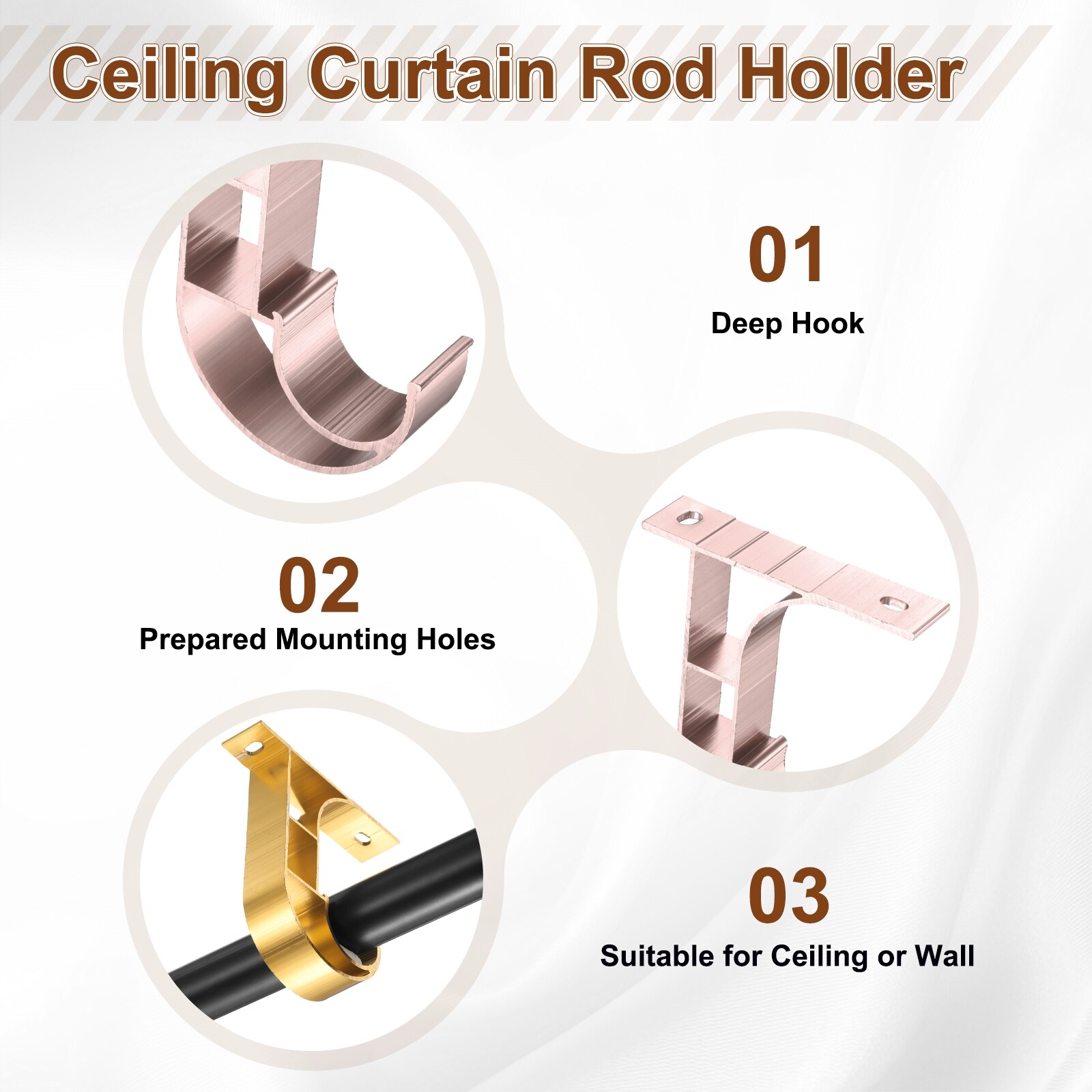 Unique Bargains S25093002UX0410 Curtain-Brackets - View #3