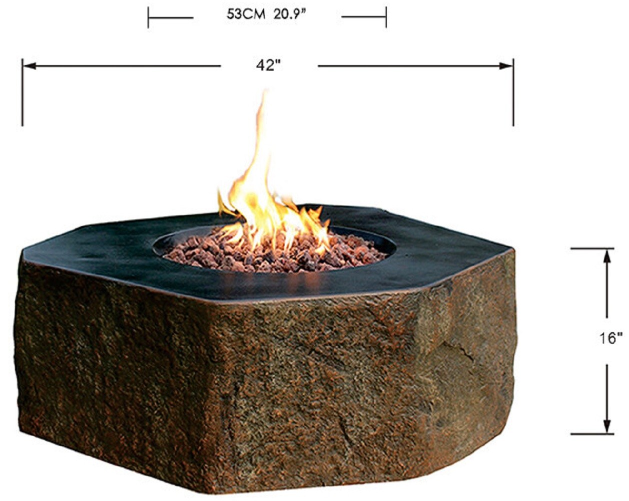 45,000 BTU Auto-Ignition Outdoor Fire Pit Fire Table/Patio Furniture Canvas Cover & Lava Rock Included Elementi Columbia Cast Concrete Natural Gas Fire Table Stainless Steel Burner 