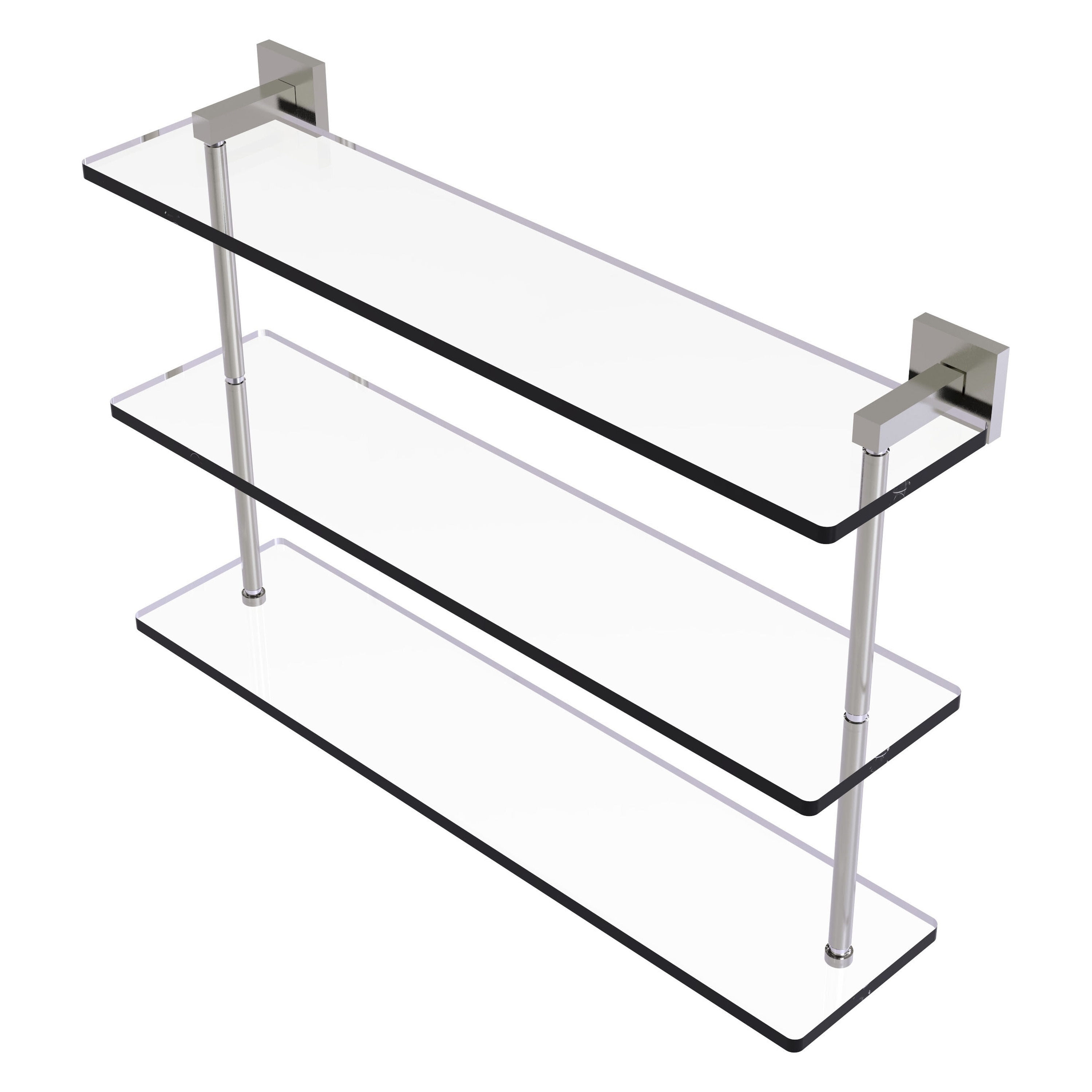 Allied Brass MT-5-22-SN Montero Satin Nickel 3 -Tier Wall mount Bathroom Shelf ( 22-in x 14.9-in x 5-in )