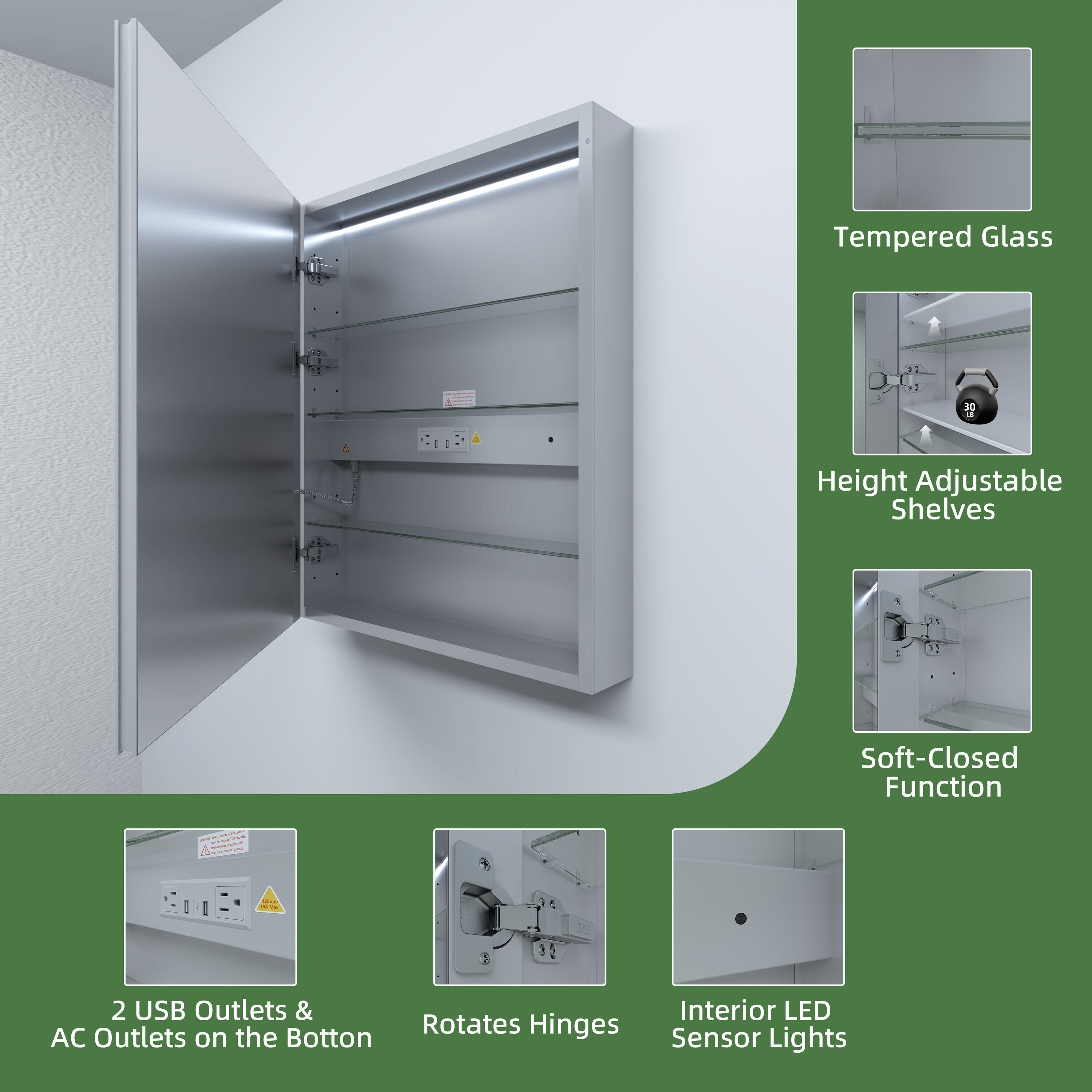 Royal Guard LMC2430-3L Bathroom-Medicine-Cabinets - View #3