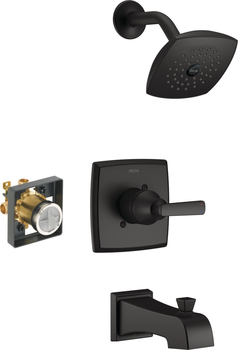 Delta  Ashlyn Matte Black 1-handle Bathtub and Shower Faucet with Volume Control Valve Kit