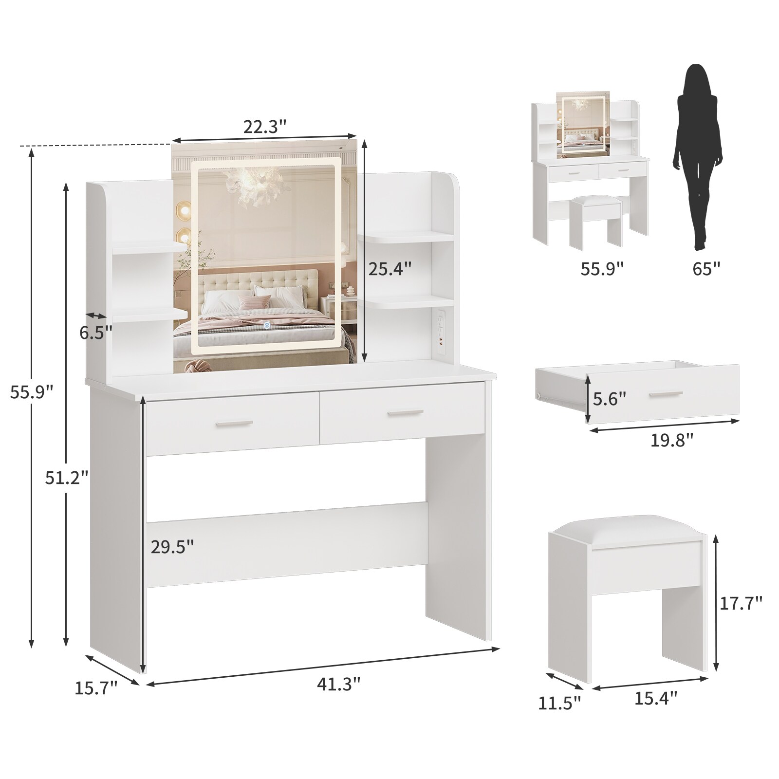 Garvee CJC-IEHYCVYS8-1LVM Bedroom-Vanities - View #6