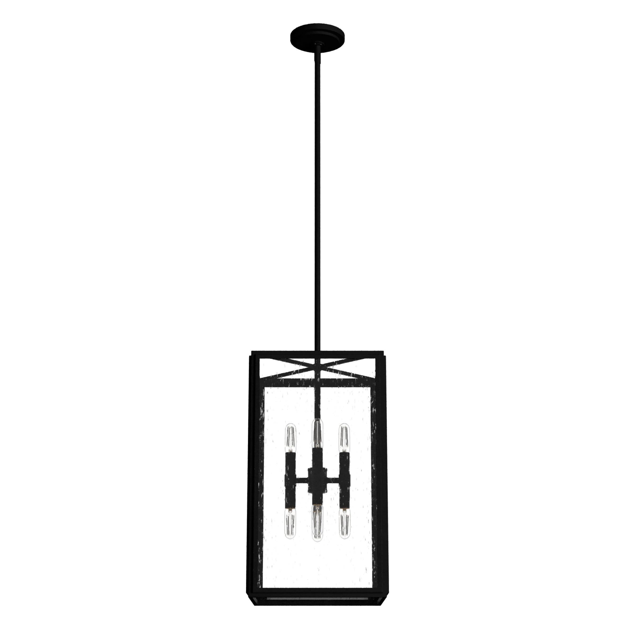 Hunter 19263 Felippe 8-Light Natural Iron Modern/Contemporary Seeded Glass Lantern LED Hanging Pendant Light