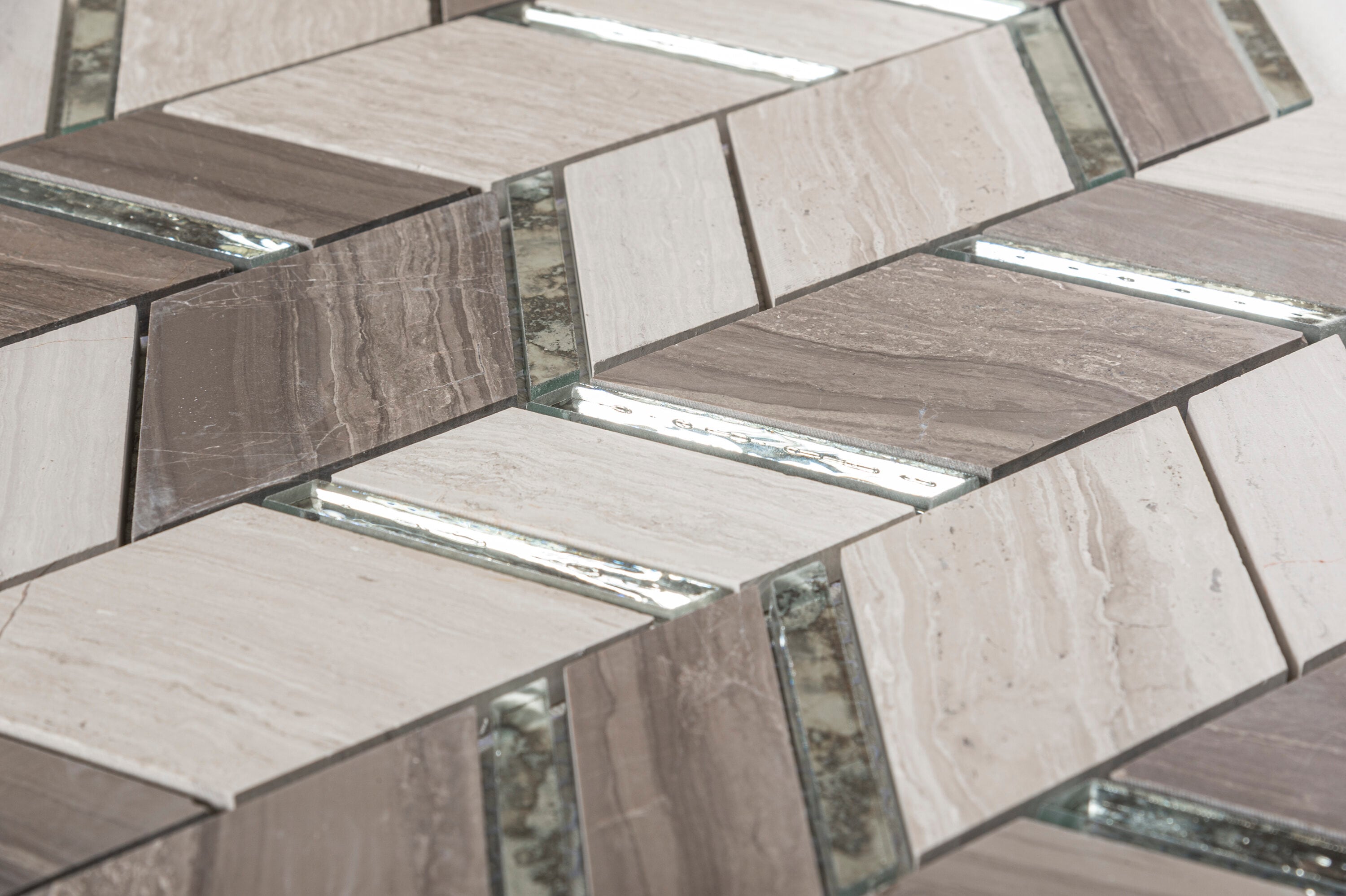 Casia Polished Brown Marble Chevron Mosaic Wall Tile