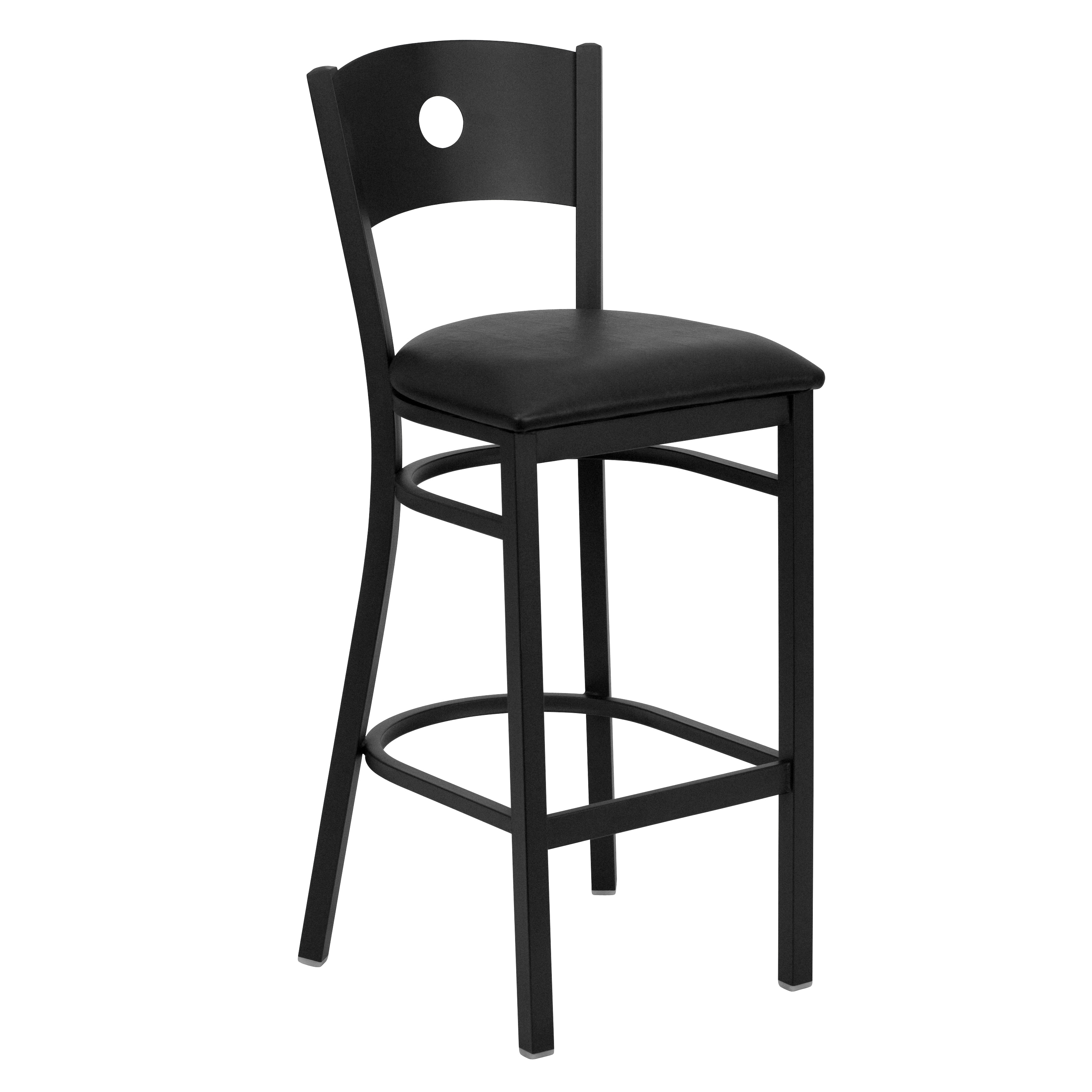 Hercules Series 42.5" Black Circle Back Metal Barstool with Black Vinyl Seat