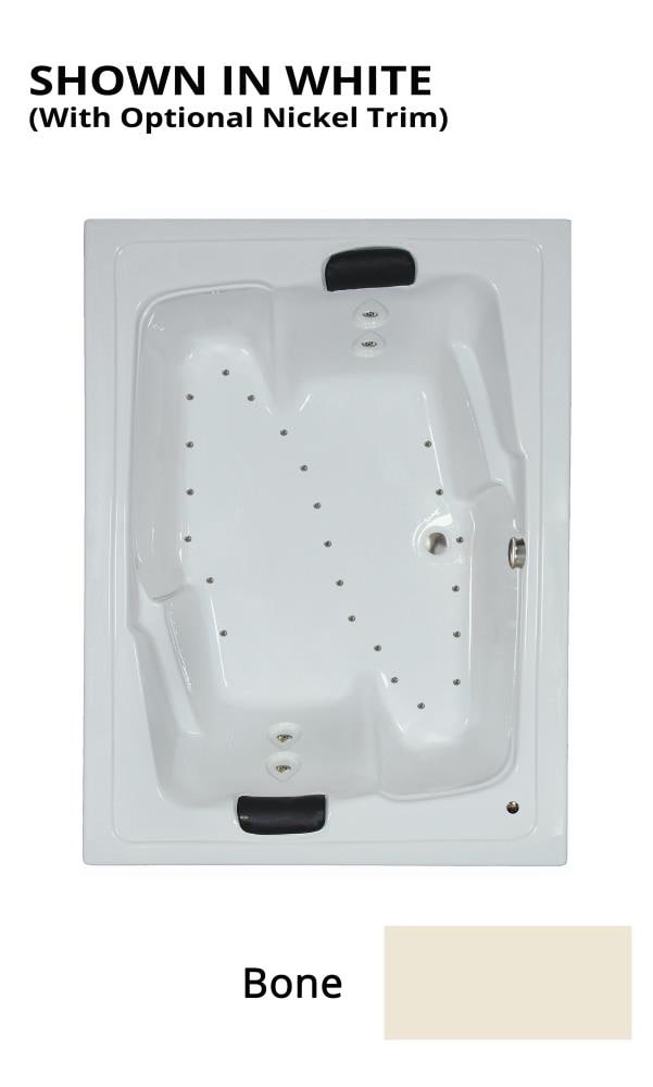 WaterTECH A7254 BONE Designer 53.75-in x 71.75-in Bone Acrylic Drop-In Air Bath (Center Drain)
