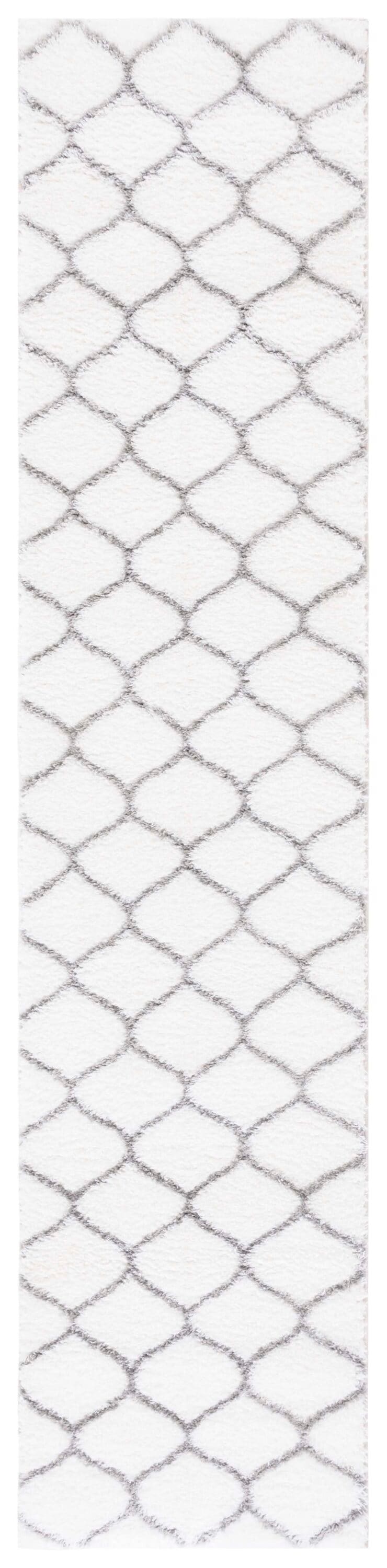 Tahoe Gray and White Geometric Shag Runner Rug