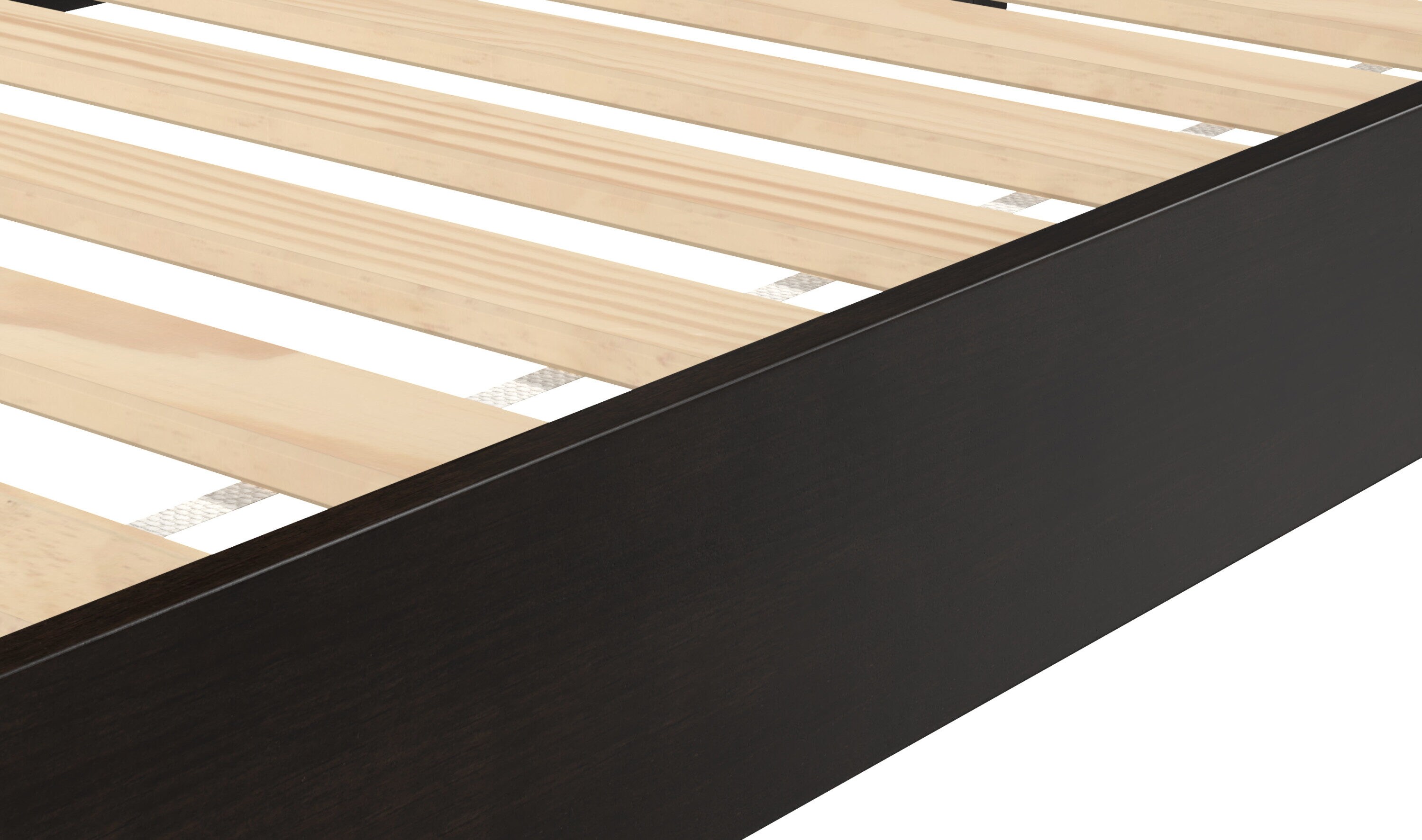 Black Pine Twin Platform Bed with Slats and Drawer