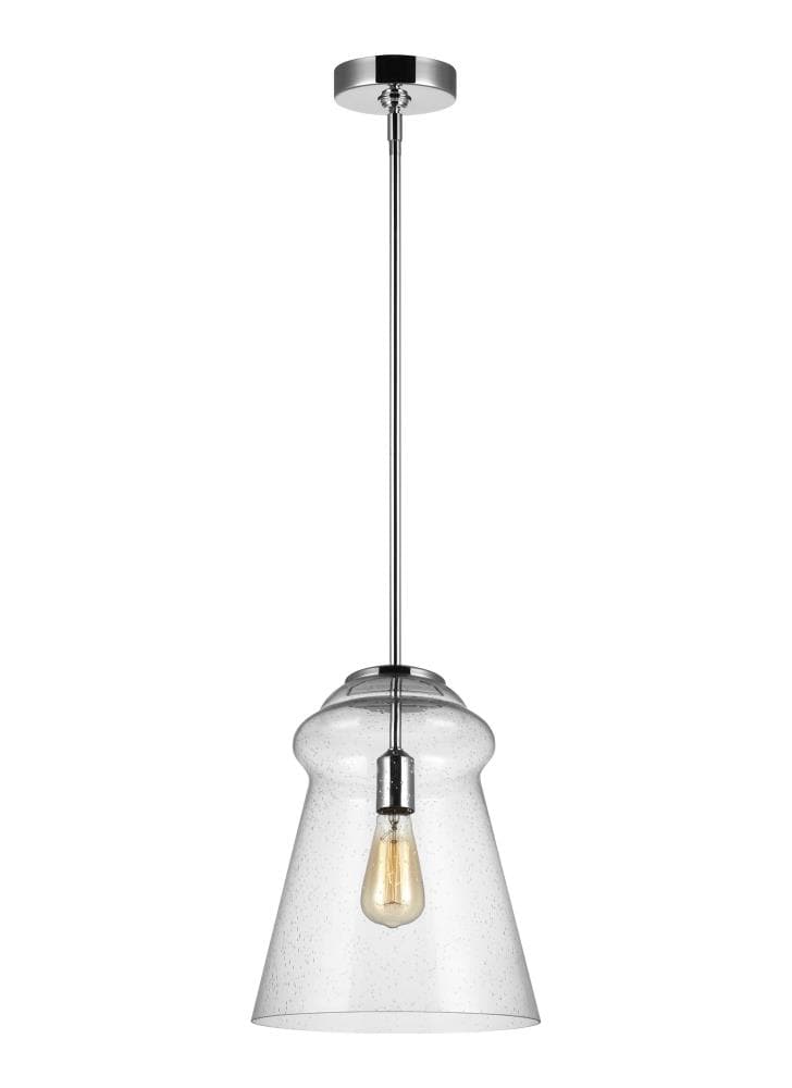 Generation Lighting P1459CH Loras 1 -Light Chrome Traditional Seeded glass Bell Small Hanging Pendant light