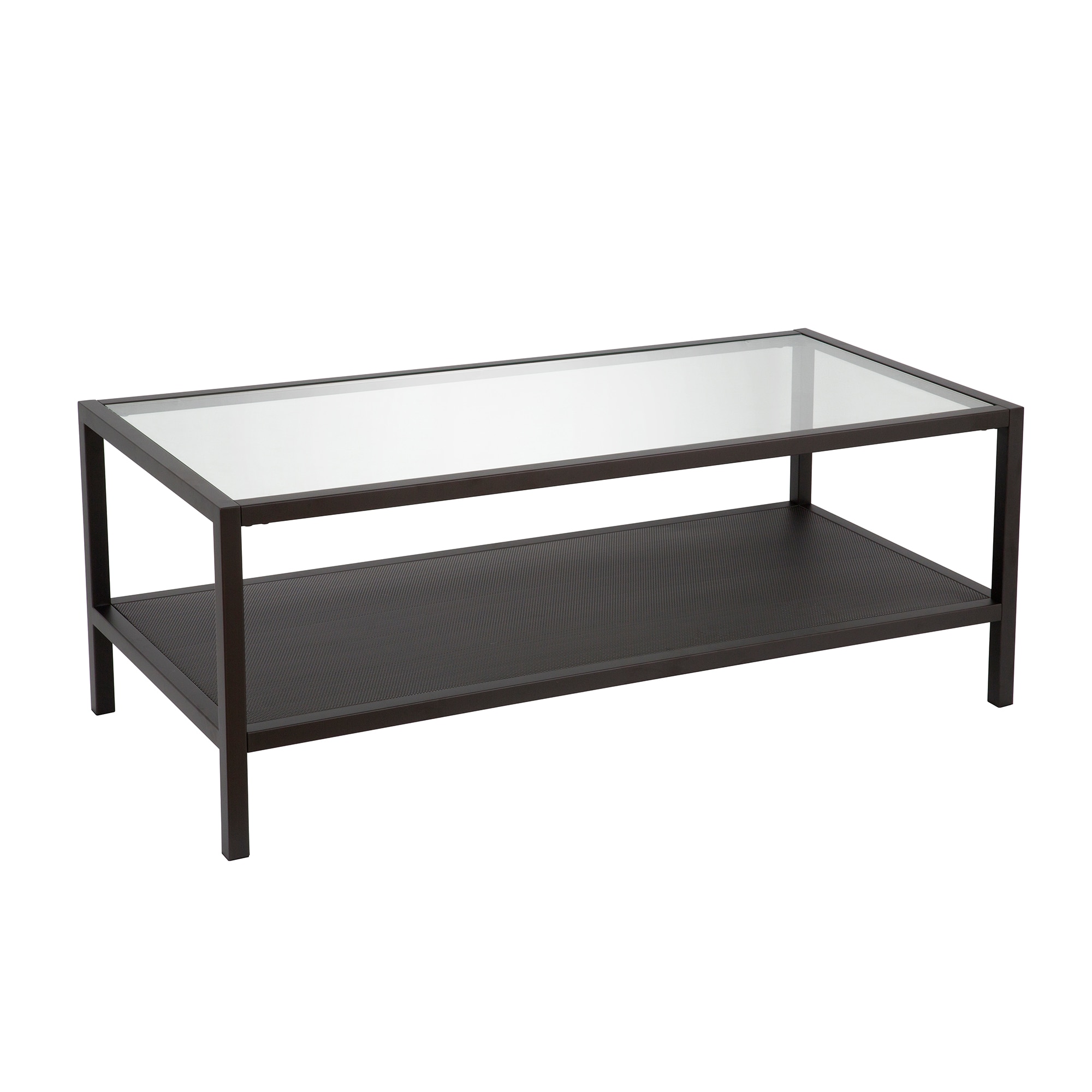 Rigan 45" Blackened Bronze Metal & Glass Rectangular Coffee Table