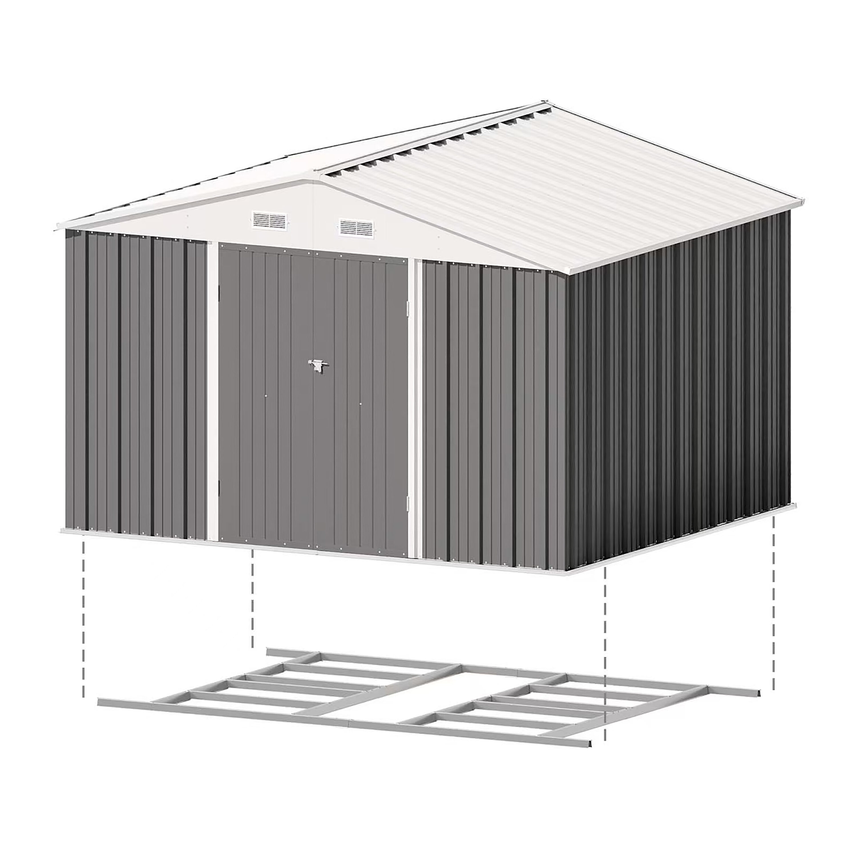 Patiowell WES-0405F-4 10-Feet x 8-Feet Galvanized steel Storage Shed