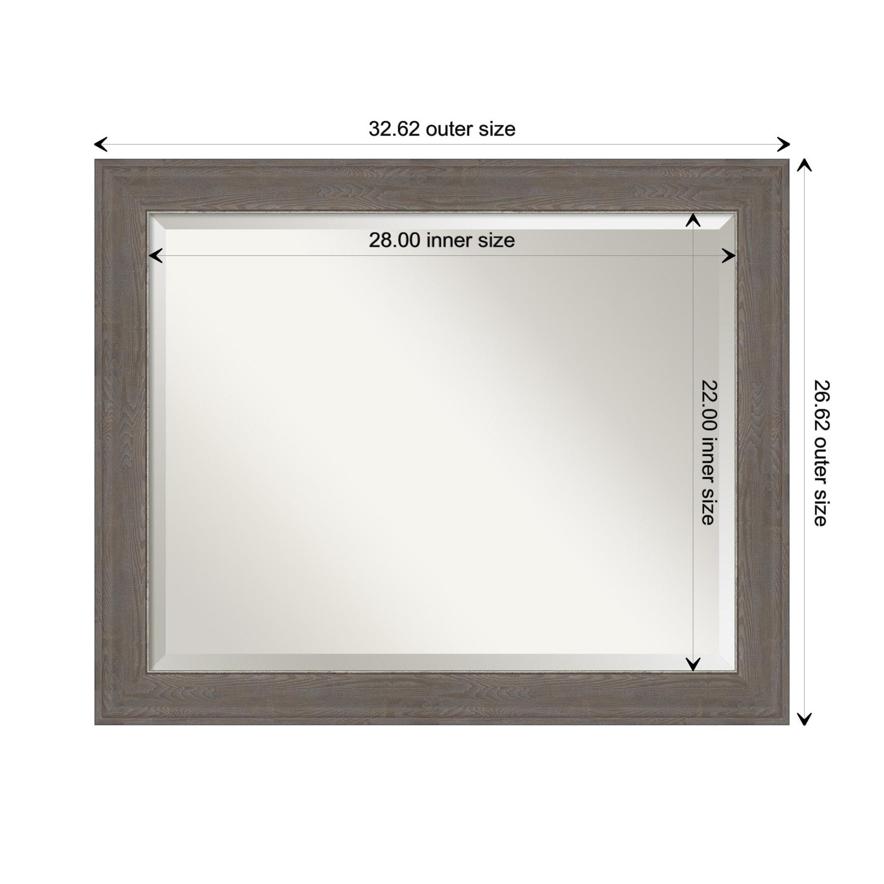 Alta Brown Grey Woodgrain and Silver Edge Full-Length Mirror