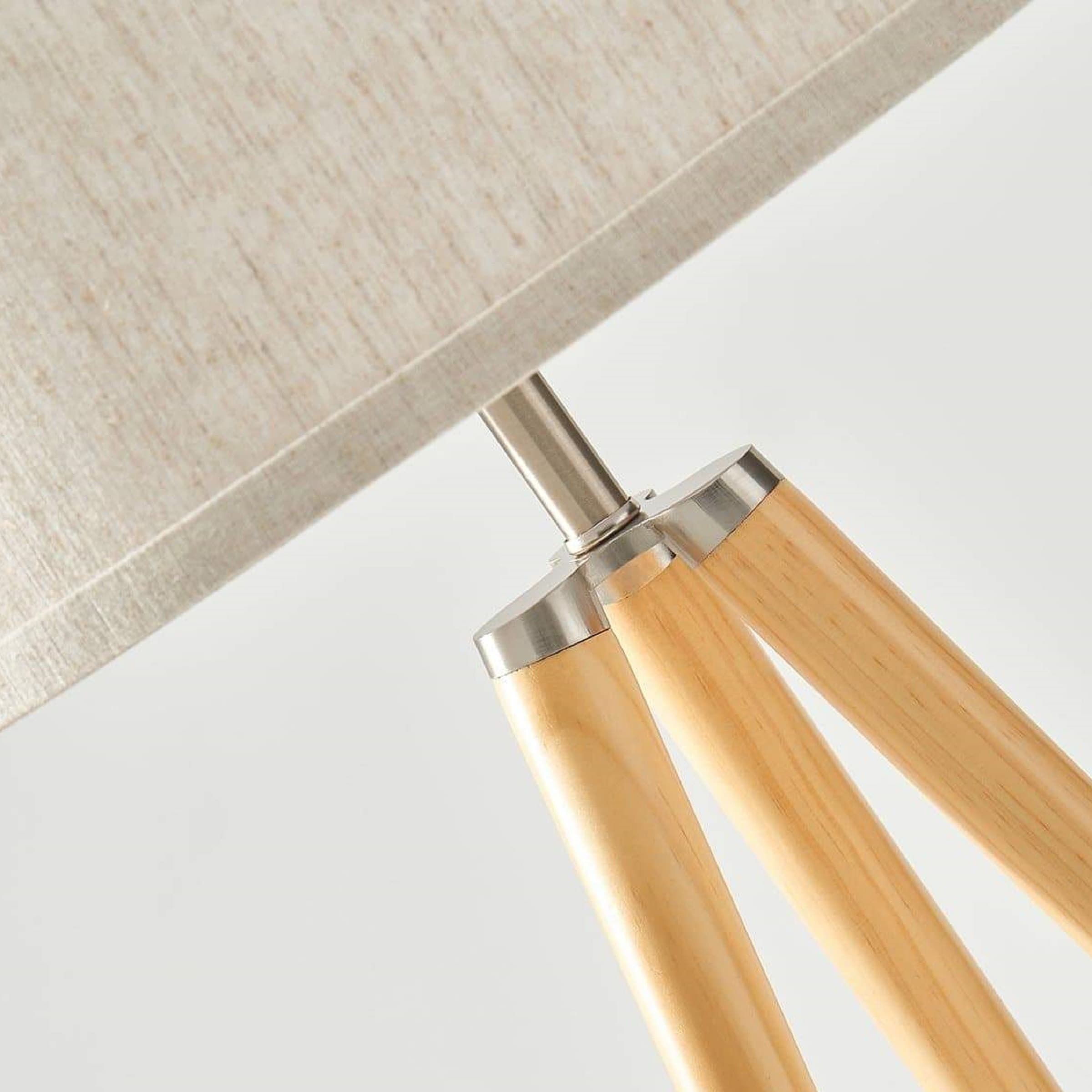 Emma LED Tripod Natural Wood Floor Lamp for Kids' Nursery