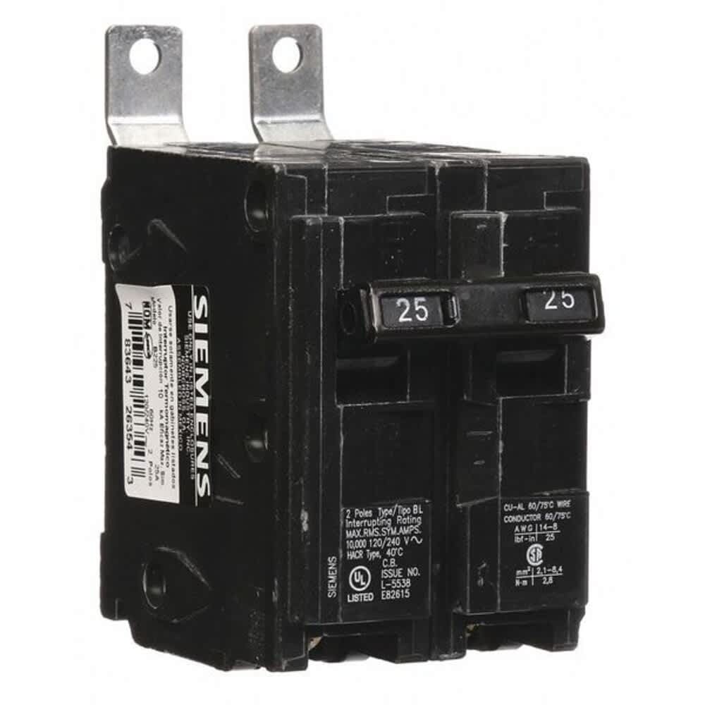 Siemens  Miniature Circuit Breaker BL Series 25A 2 Pole 120/240V AC 10kA at 120/240V AC B225