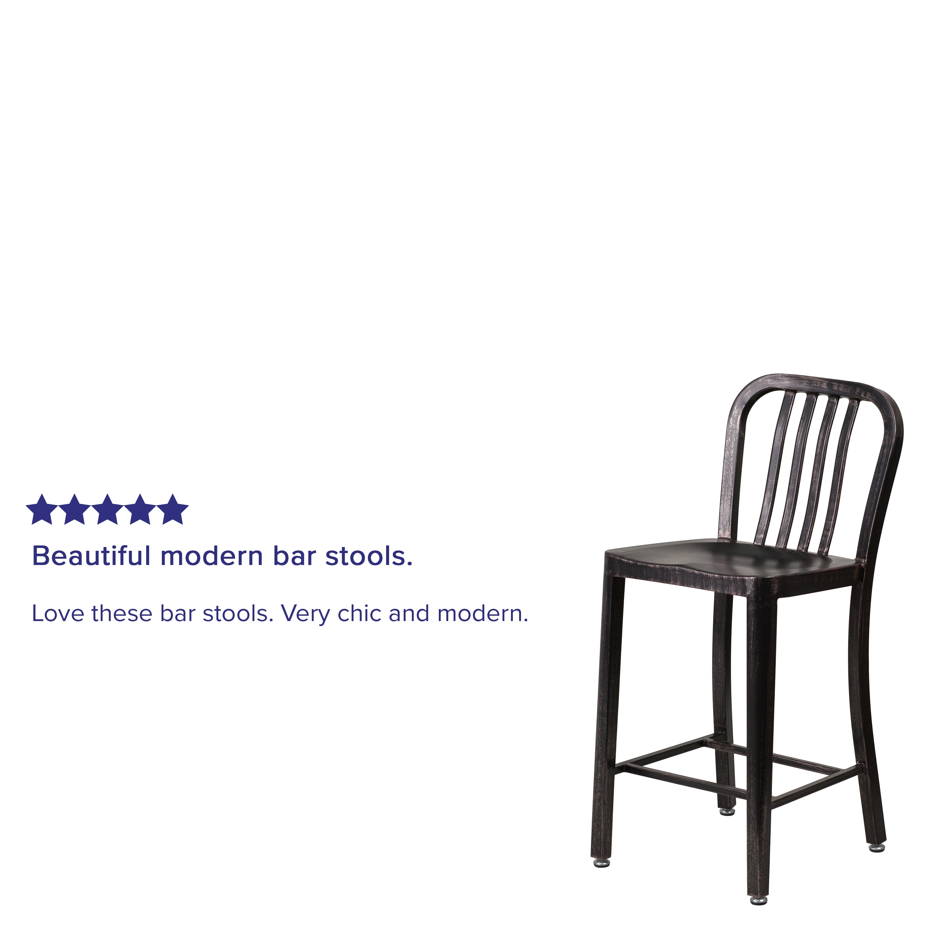 Sleek 24" Black-Antique Gold Metal Indoor-Outdoor Counter Stool