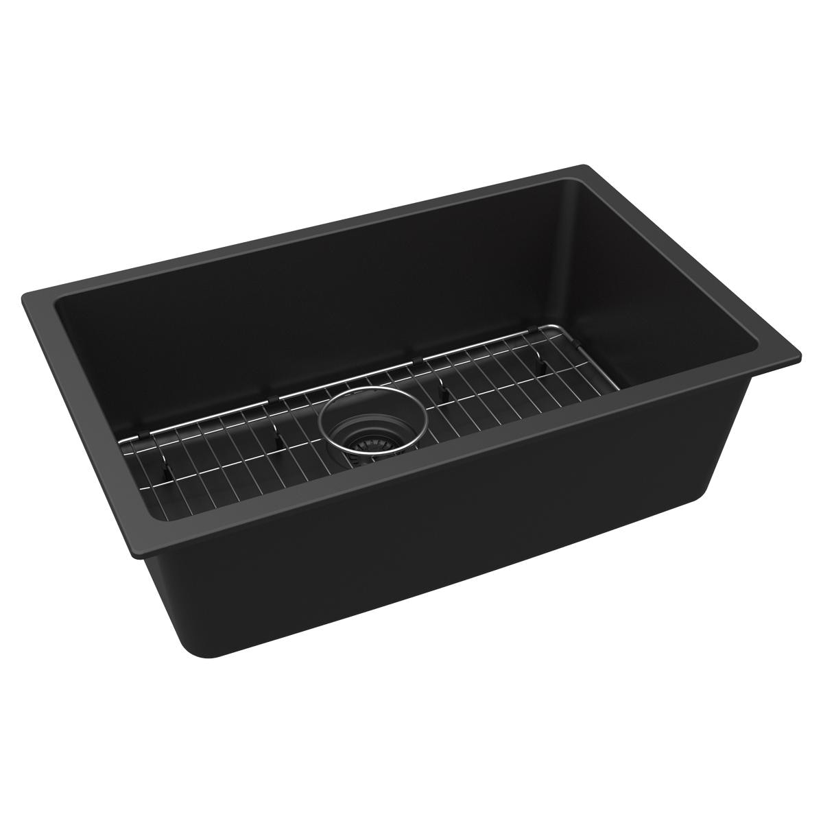 Elkay ELGRU13022BK0C Quartz Classic Undermount 29.5-in x 18.75-in Quartz Single bowl Kitchen Sink