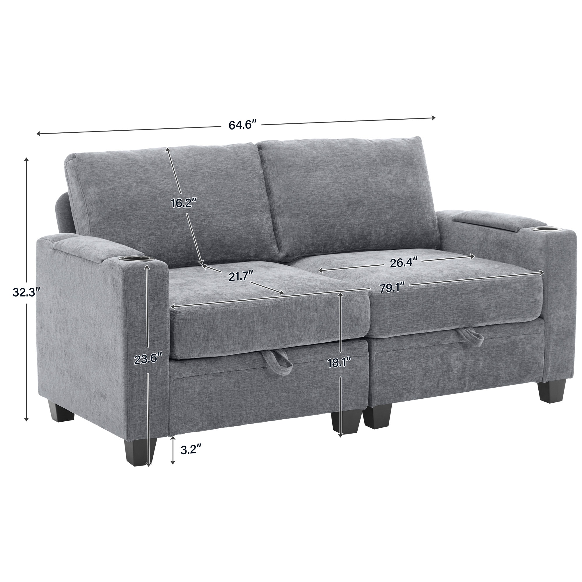 VOUA SAF-XNECW3-GY1 Sofas-Loveseats - View #8