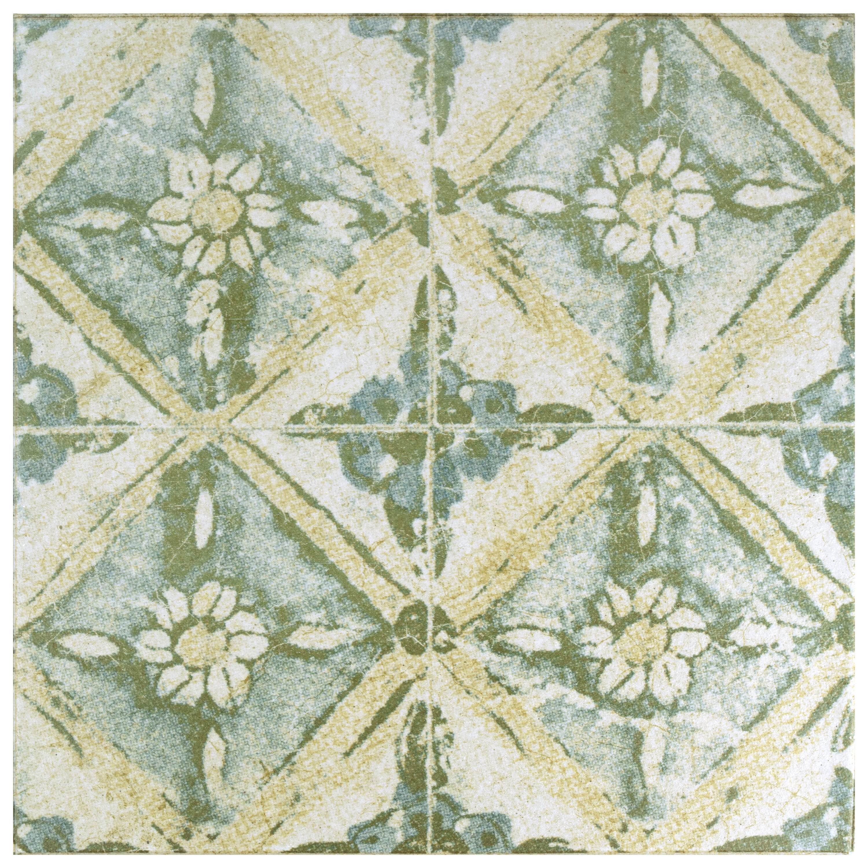 Affinity Tile S1FGAKRTB2 Sample- Klinker Retro Blanco Dafodil 13-in x 13-in Satin Ceramic Floor and Wall Tile
